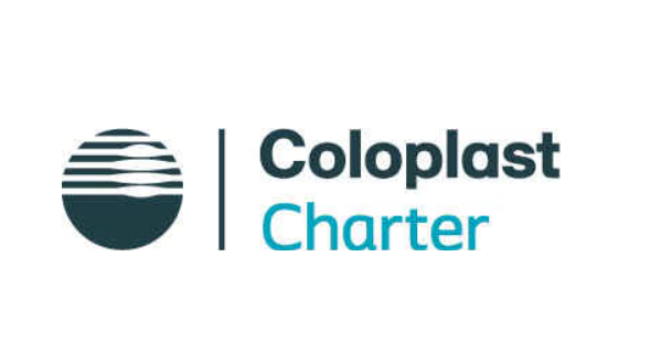 Coloplast Charter logo with a circle and horizontal lines design.
