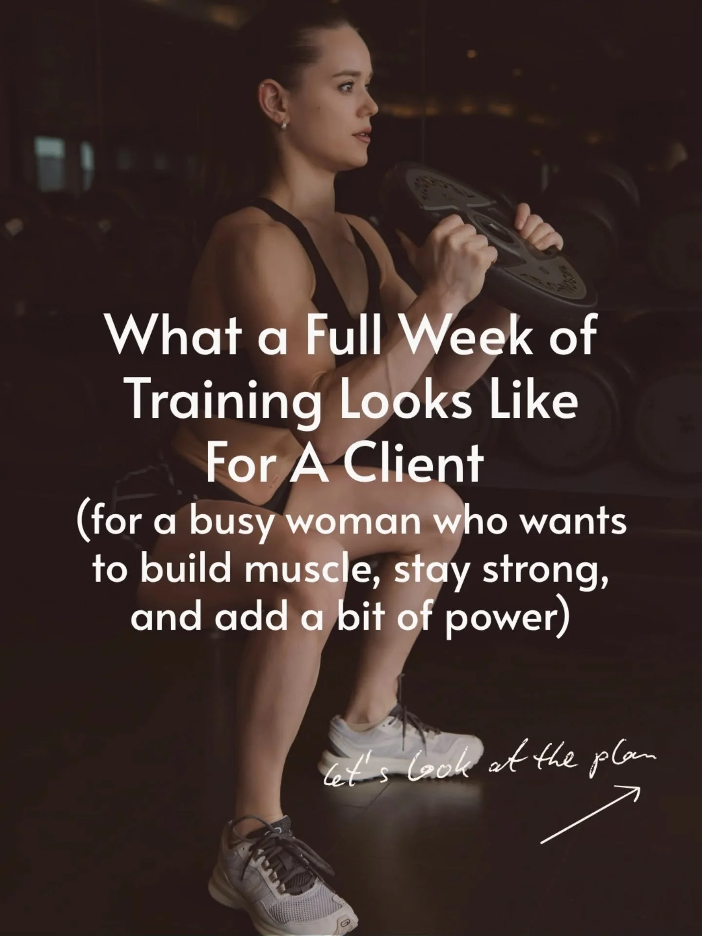 What a full week of training looks like for a client who's juggling work, family, and everything else, but still wants to build muscle and feel strong. This isn't about perfection. It's about consistency and making every session count.