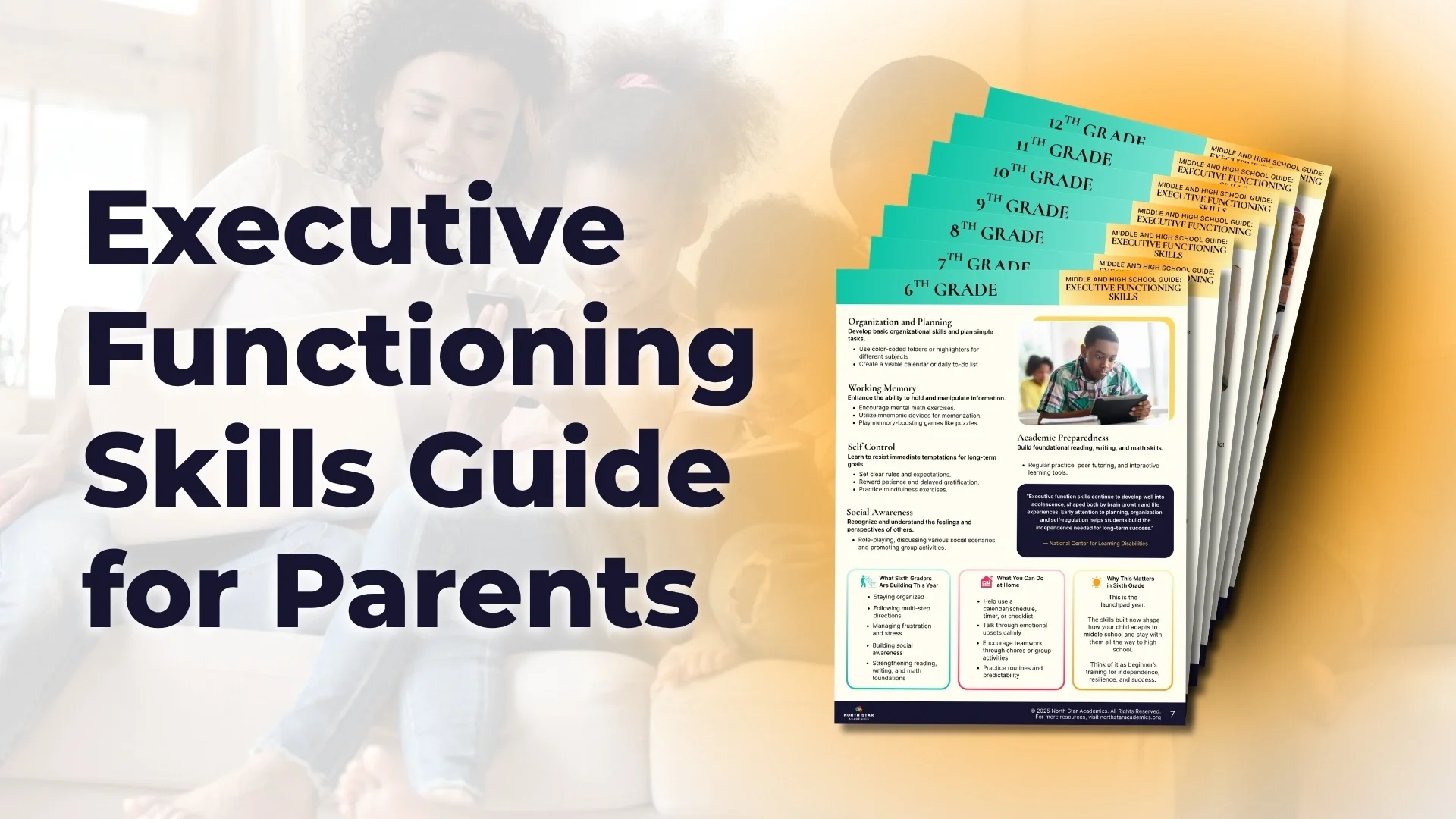 A close-up of the Executive Functioning Skills Guide showing practical strategies for organization and focus, designed to help students finish the school year strong