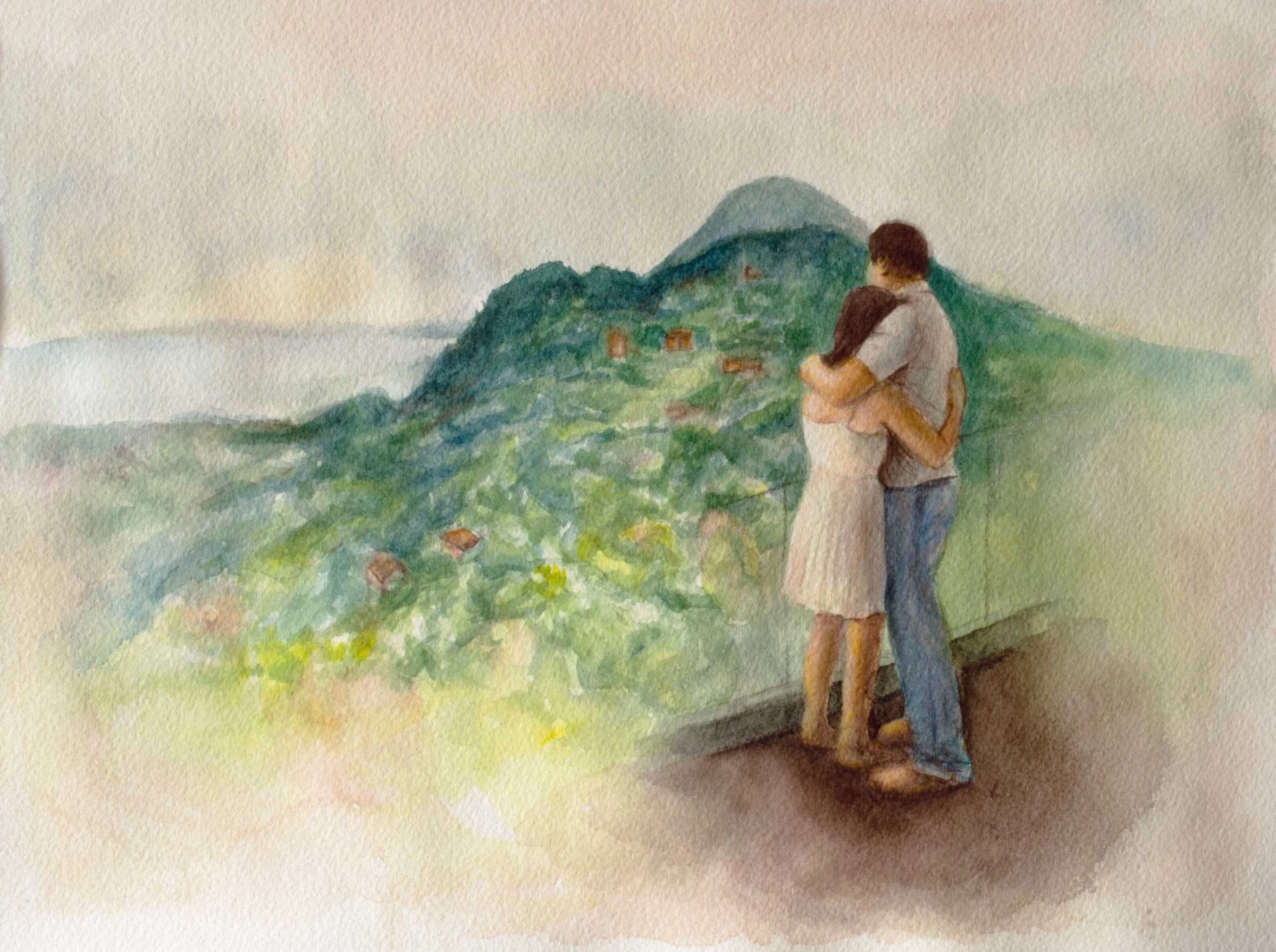 Engagment in Italy, Watercolor Commission, 2024