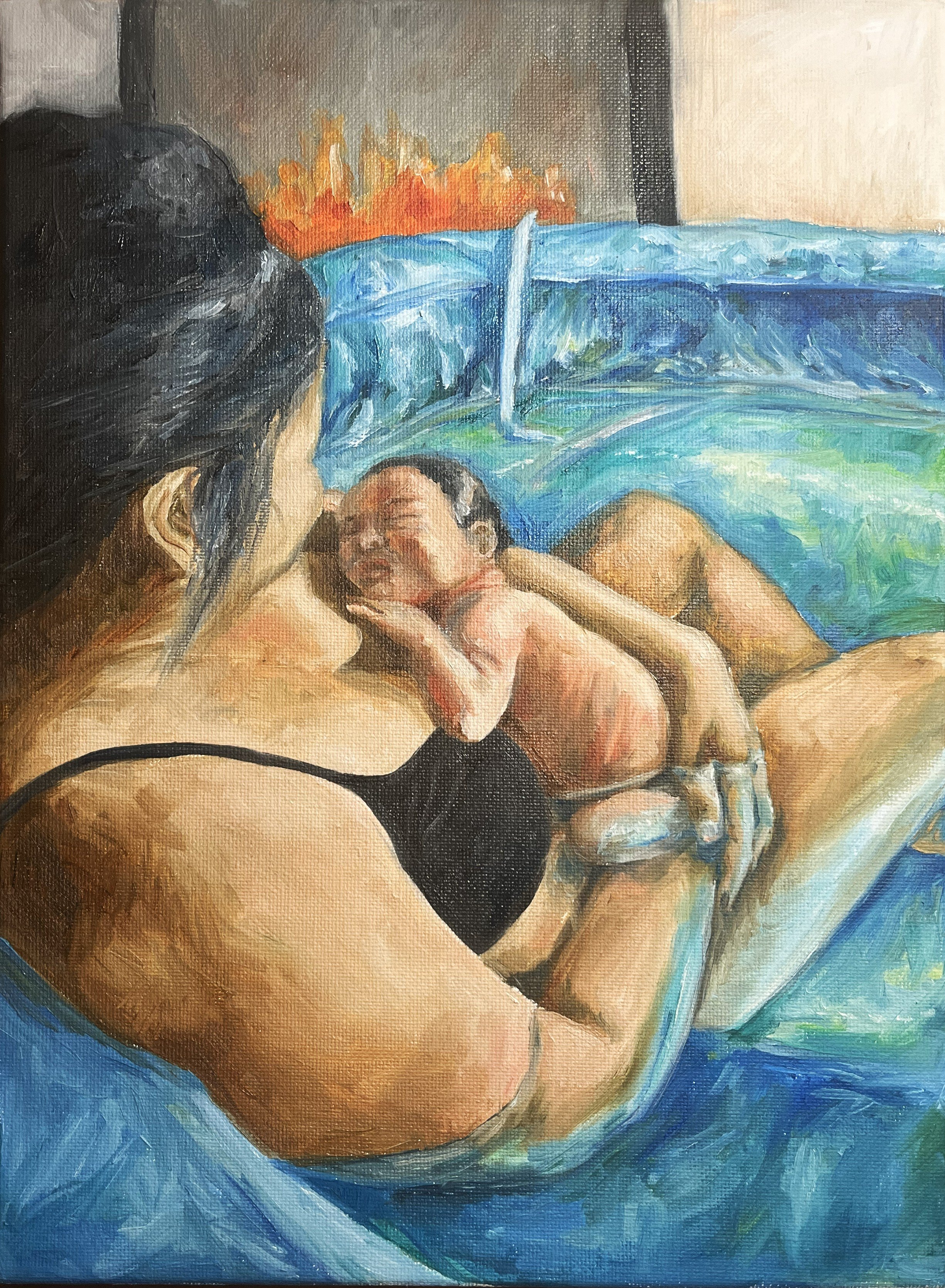 Mother and Newborn, Birth Portrait Oil Commission, 2026