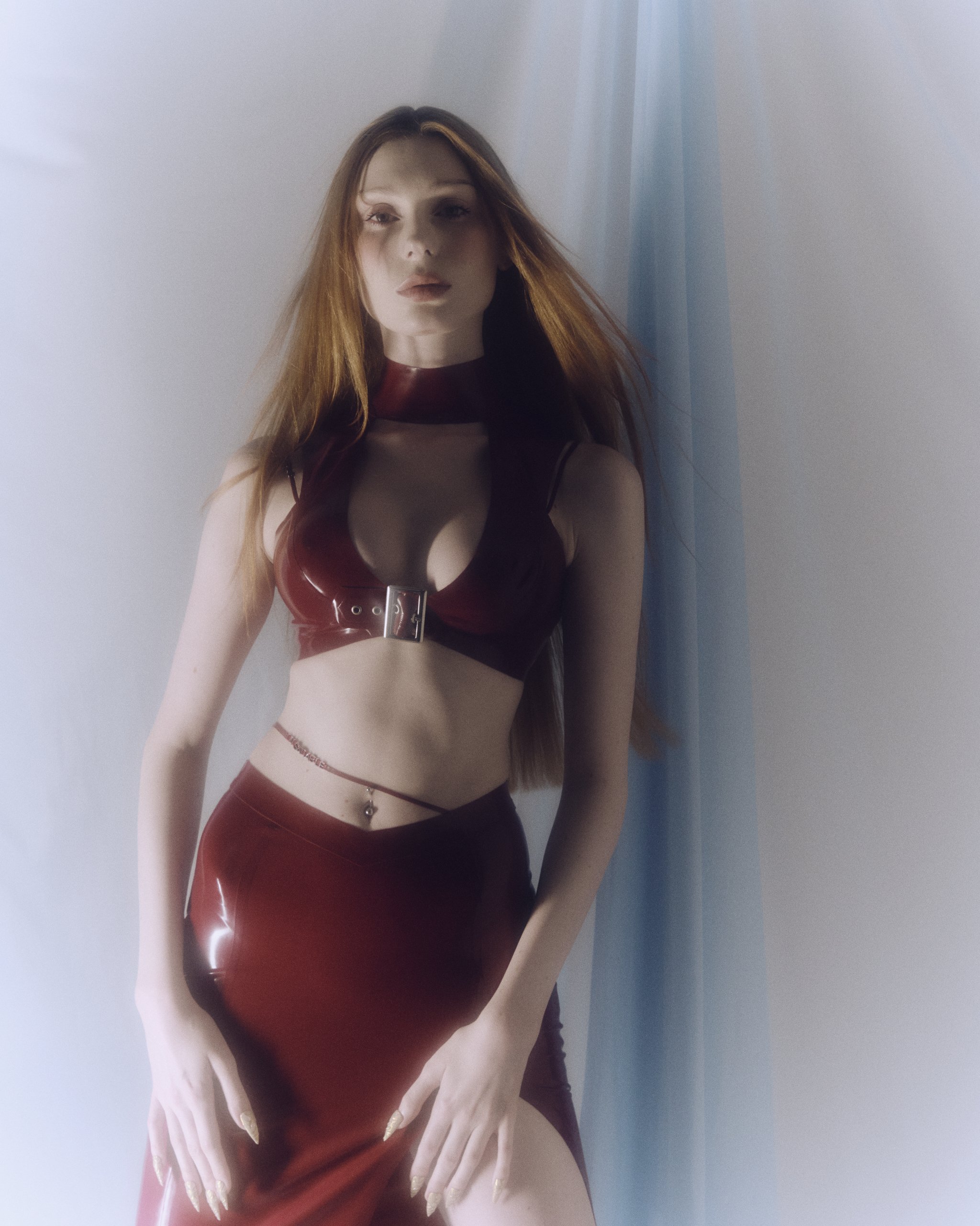 latex crop top