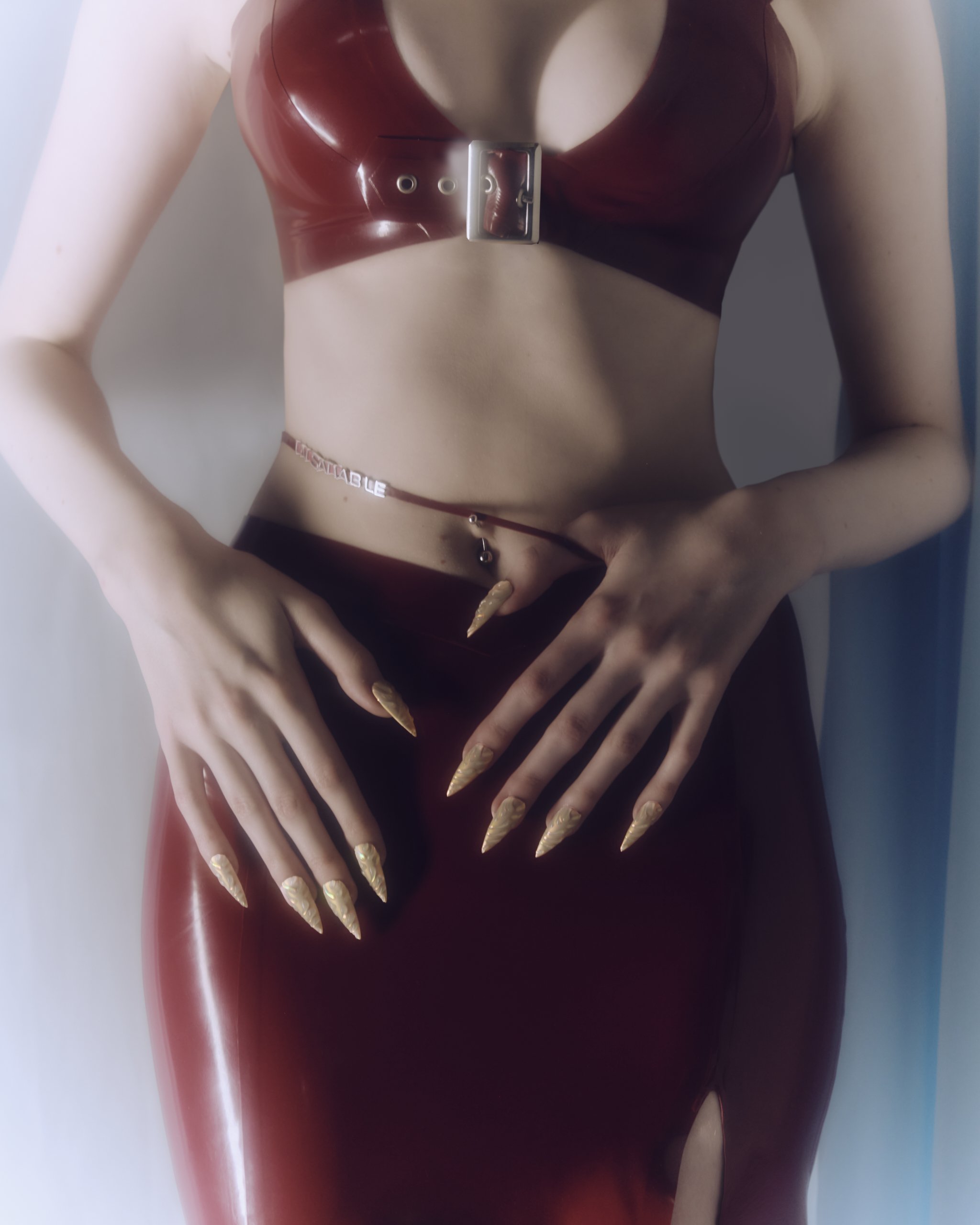 pomegranate latex skirt
