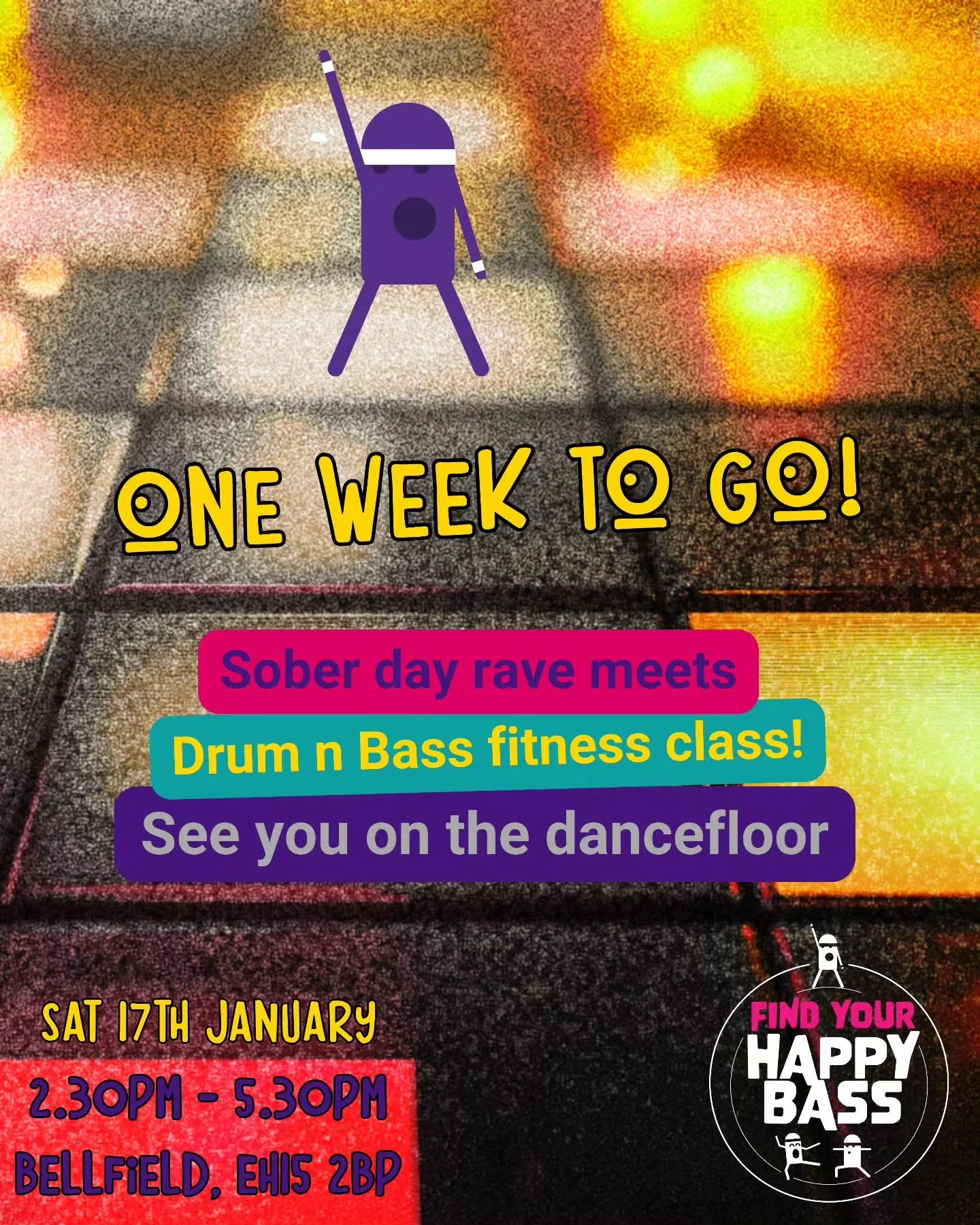 This time next week we'll be getting ready to BOUNCE on over to Portobello to bring the bass and bangin beats to you all!! 🟣🔊 

Don't miss out on your place on the dancefloor amongst like-minded daytime ravers who love to MOVE! 🌟 We got a good fee
