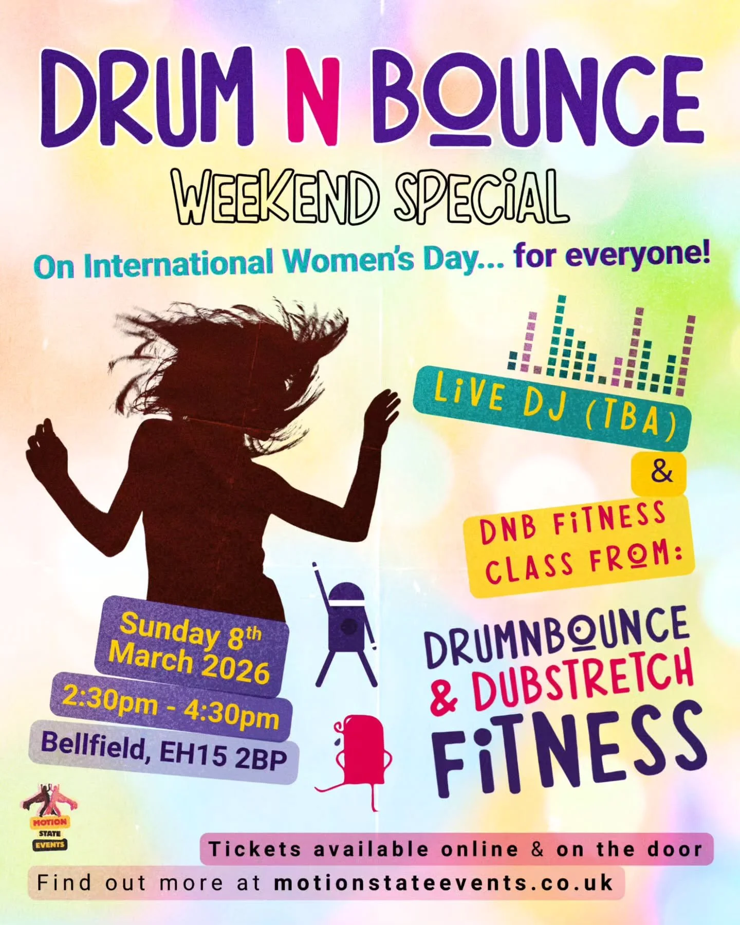 BACK ONCE AGAIN 💥

Big news!! 🟣 Our next event is Sunday 8th March (International Women's Day!) and we warmly invite you to join us once again for a weekend special Drum n Bounce class with live DJ! ⭐ Everyone welcome! 

Tell your friends, grab you