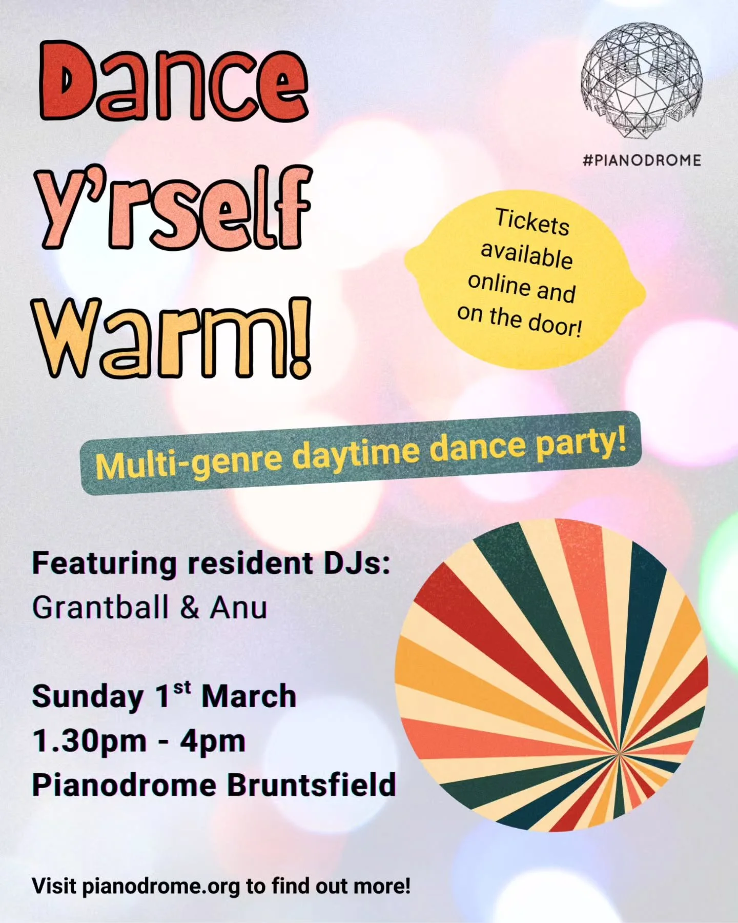 Daytime dance party at the @pianodrome ! 🪩

🟠 Sunday 1st March
🟢 1.30pm - 4.30pm
🟡 Pianodrome, Bruntsfield 

The chilly weather is still with us so get down to Pianodrome&rsquo;s daytime dance party and turn up the heat. Get together to raise the