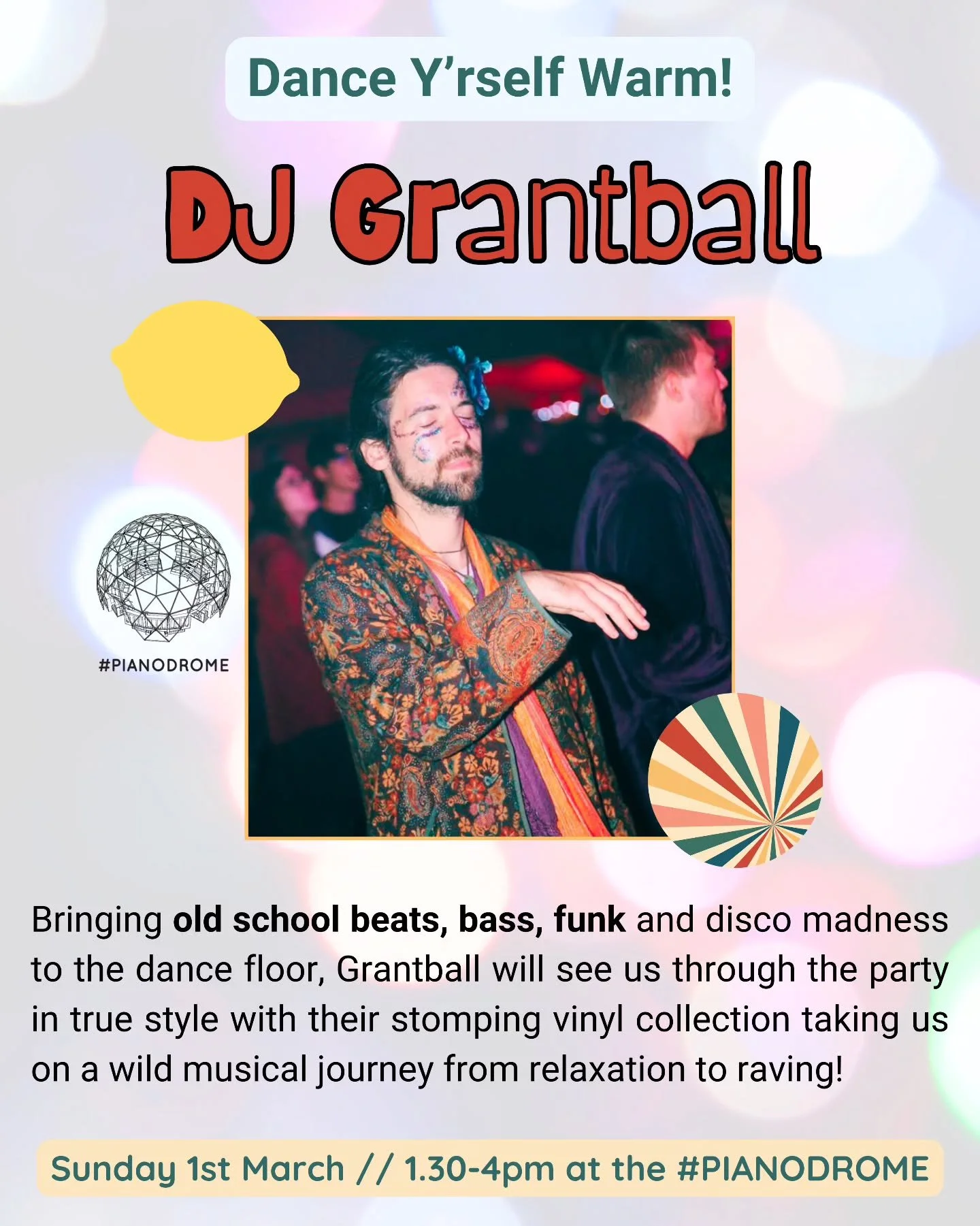 🟡 Sunday 1st March! Come on down to @pianodrome Bruntsfield to see @plaidvelvet (Grantball) spinning some absolute bangers 🪩

🟠 Bringing old school beats, bass, funk and disco madness to the dance floor, Grantball will see us through the party in 