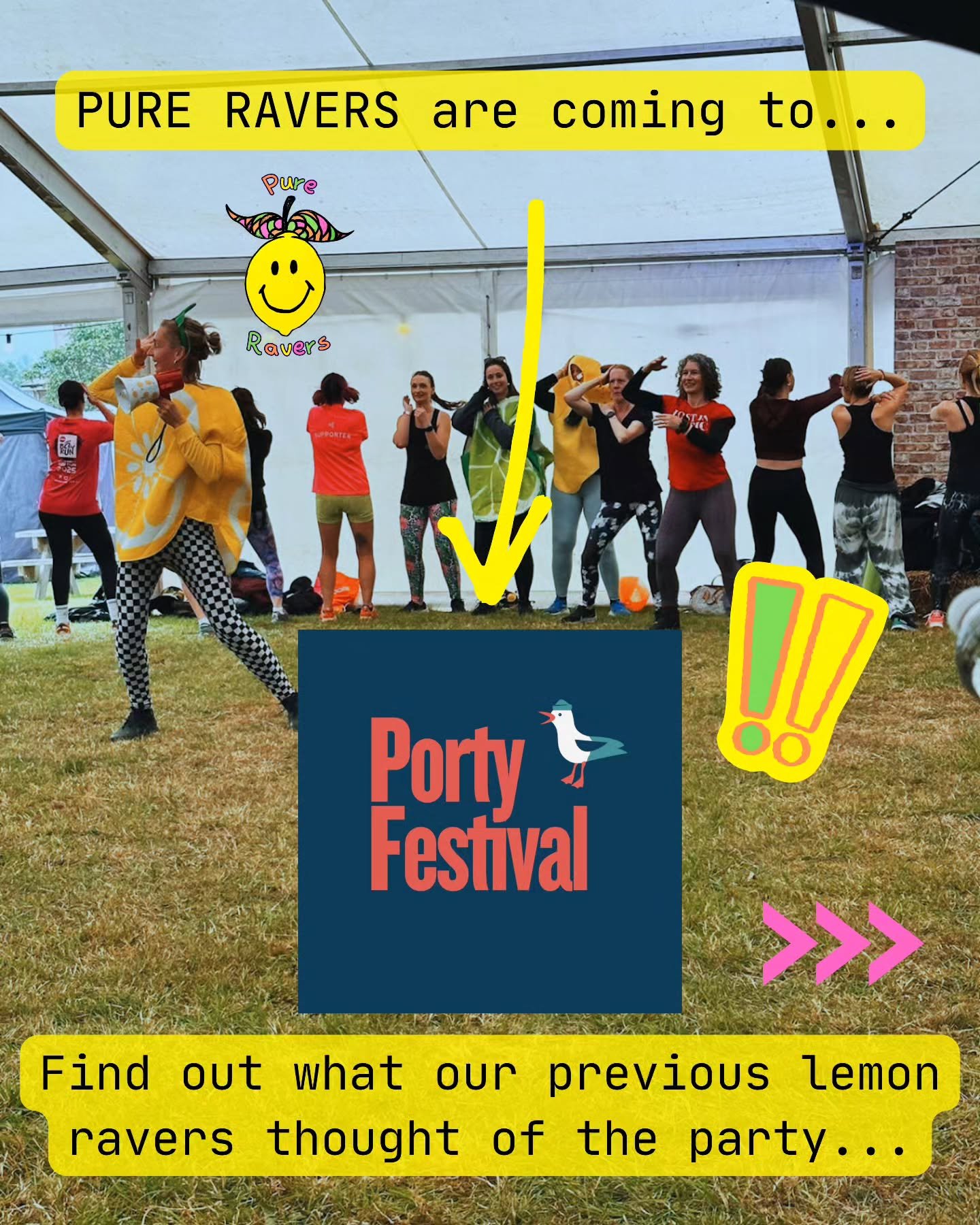 🍋 Pure Ravers are landing in Portobello on Saturday 2nd May! 🍋

Come along to @porty_festival to shake your lemons and join a truly unique daytime party for all ages!! 

✨🍋🔊💥

Portobello Town Hall 
2.30pm 

Expect bouncy dance moves, playful gam