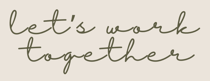 Handwritten text saying "let's work together" on a beige background.
