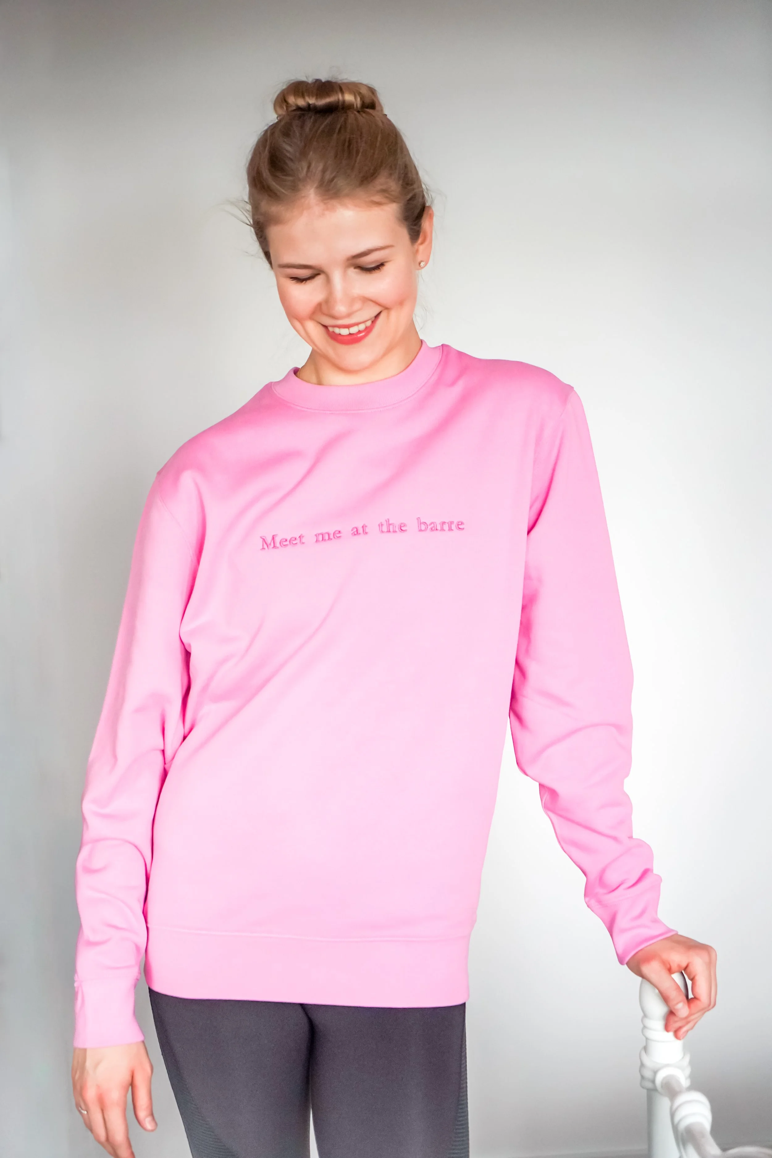 Anastasia Demidova wearing our new "Meet me at the barre" Organic sweatshirt