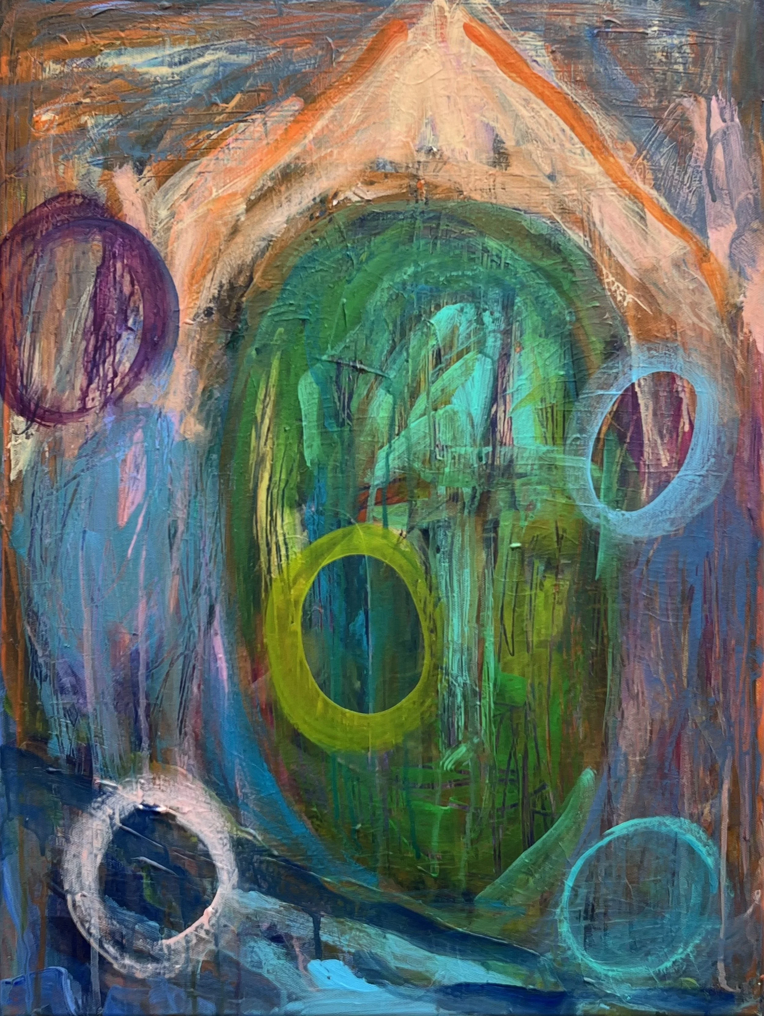 "ASCENDING THE LADDER", ACRYLIC ON CANVAS, 18" X 24"