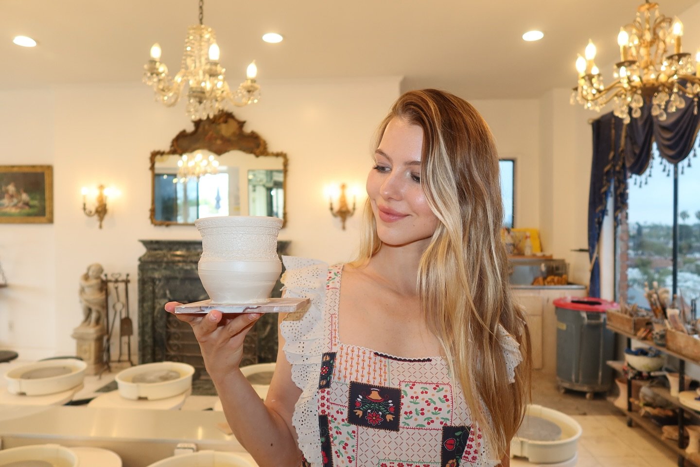 I&rsquo;ve always wanted to try pottery&hellip; and this dress basically whispered, &ldquo;Take me to a class.&rdquo;
So that&rsquo;s what we did. 🪄🏺👗 🪄

Wore the Paz Dress from @christydawn new collection to shape my first flower vase &mdash; in