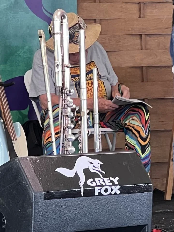 Between sets. Grey Fox Bluegrass Festival, Oak Hill, NY