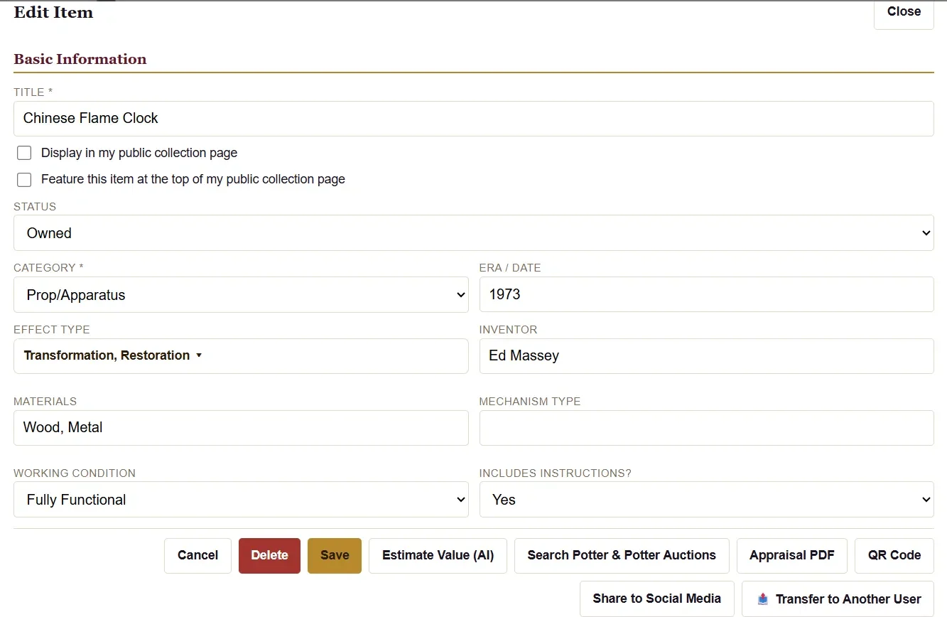 MagicVault offers a rich set of fields for each of its main categories. Additionally, it supports tagging so you can add additional data that is searchable and reportable.