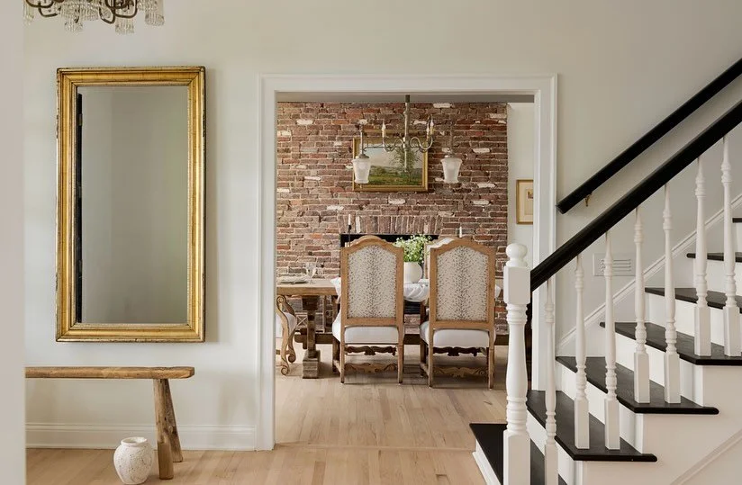 I especially loved designing and curating the dining room at Idlewild Farm. This room was once a den of sorts, but its location at the front of the home lent itself more to a dining space. An added plus to this new arrangement is that it connects to 