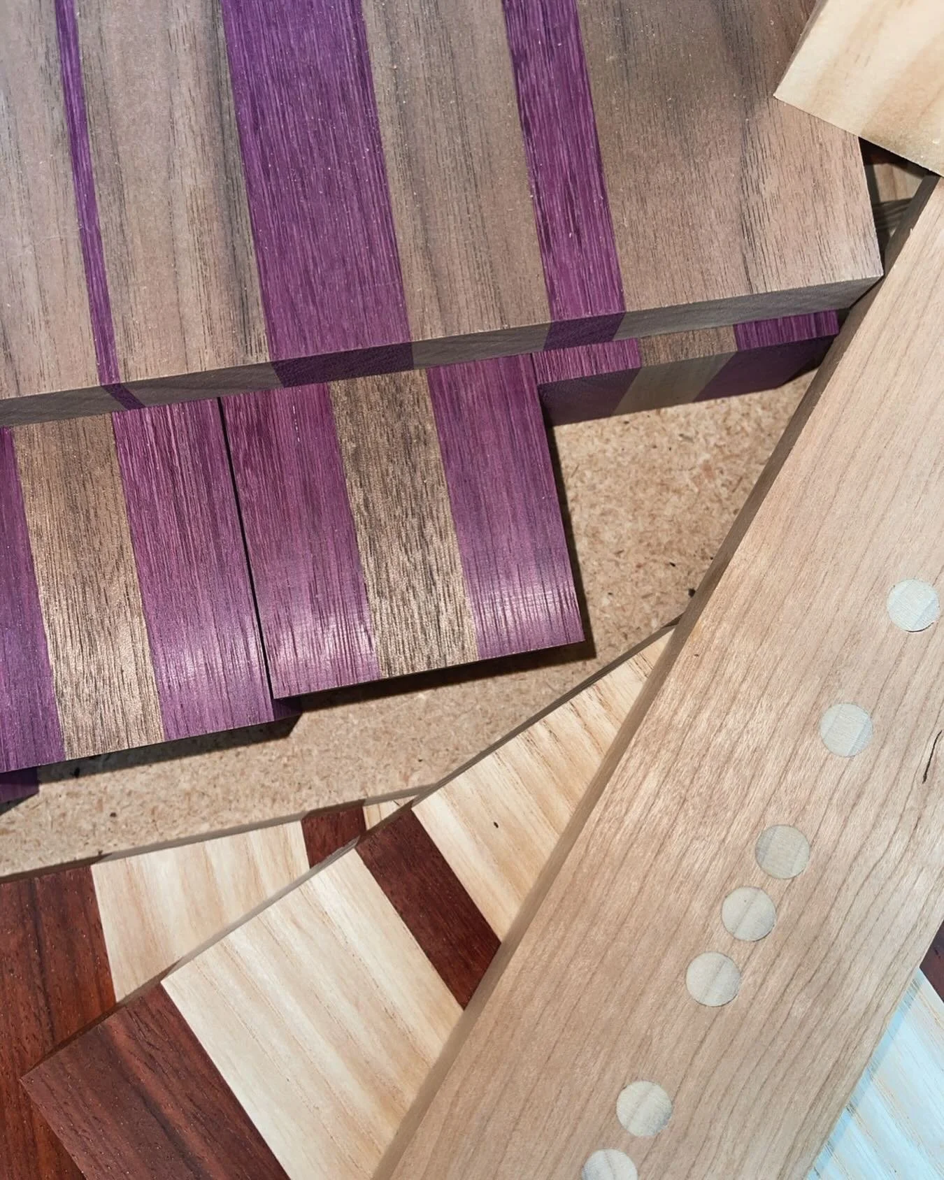 Piecing a few ideas together&mdash;playing with color and pattern for a custom plant pedestal. #woodworker #gigharbor #saturdaymood #maker #wood