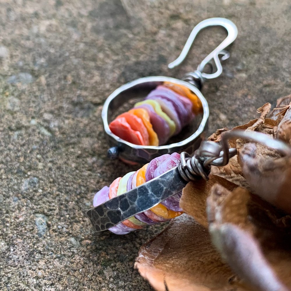 Rainbow Shells Small Round Frame Earrings-7.jpg