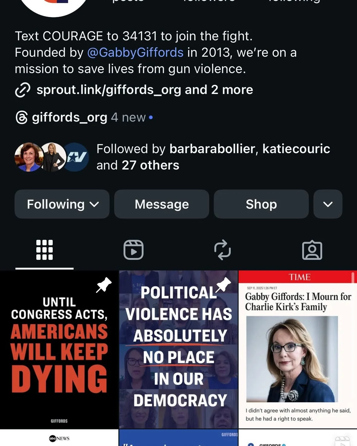Gun violence is preventable &mdash; join me in supporting Giffords&rsquo; work to educate people about gun safety and elect strong leaders @giffords_org