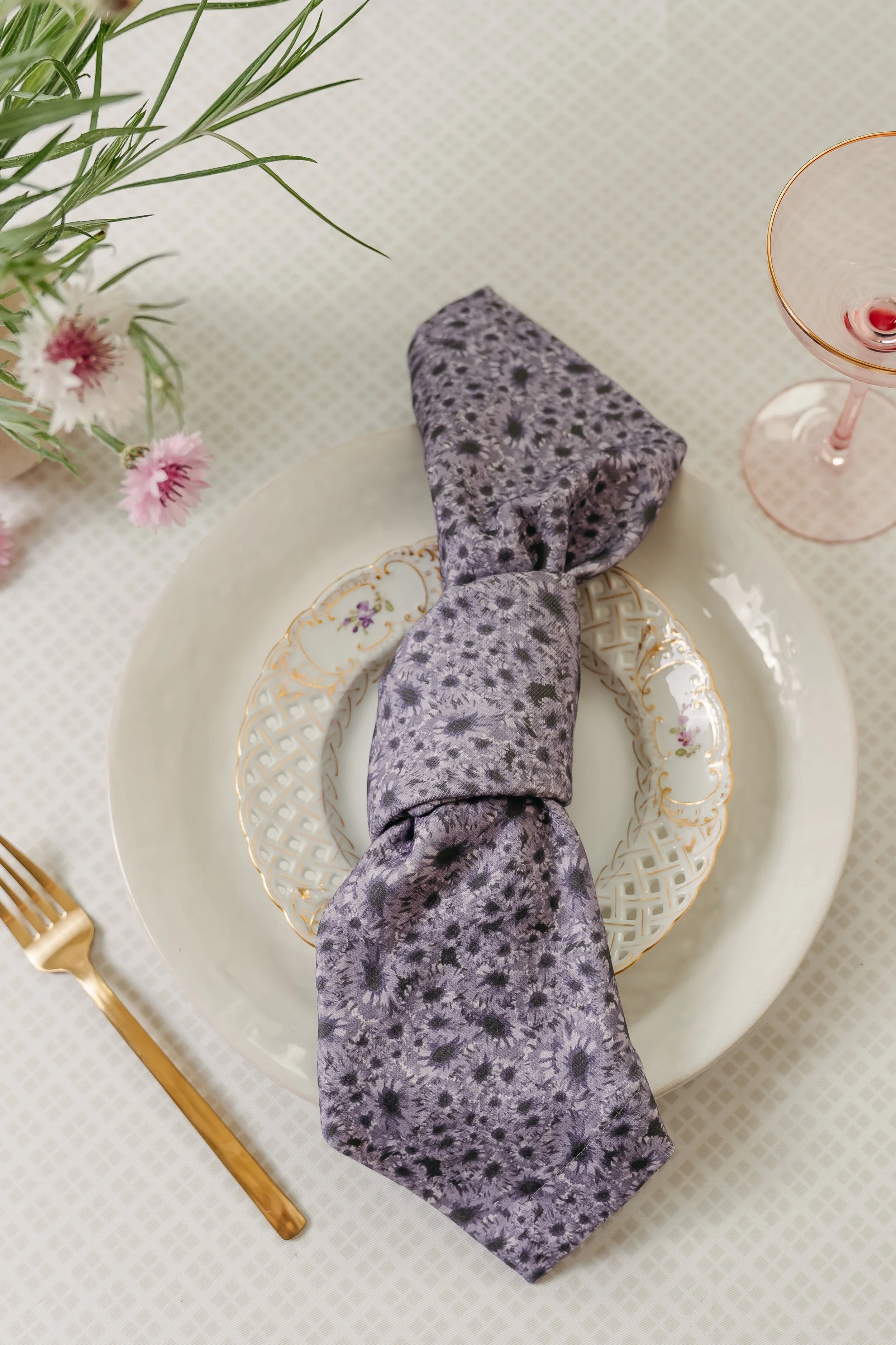 Lilac Bachelor Button Napkin