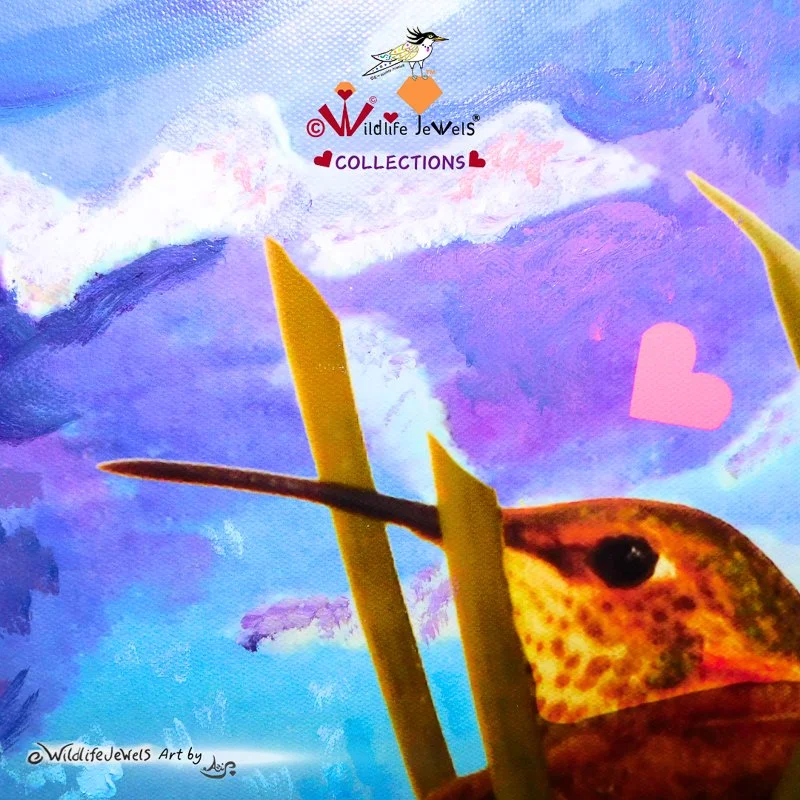 Wildlife Jewels® “Peridot the Hummingbird’s Dreams" Hand Embellished Canvas Print