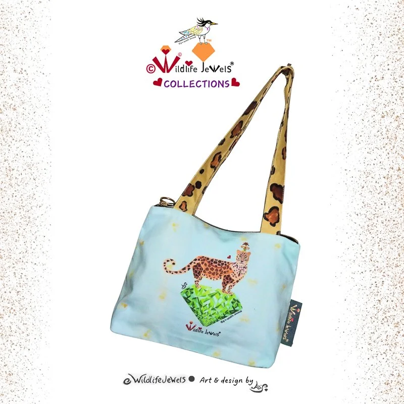 Wildlife Jewels “Emerald the Persian Leopard” — Cotton Mini Bag