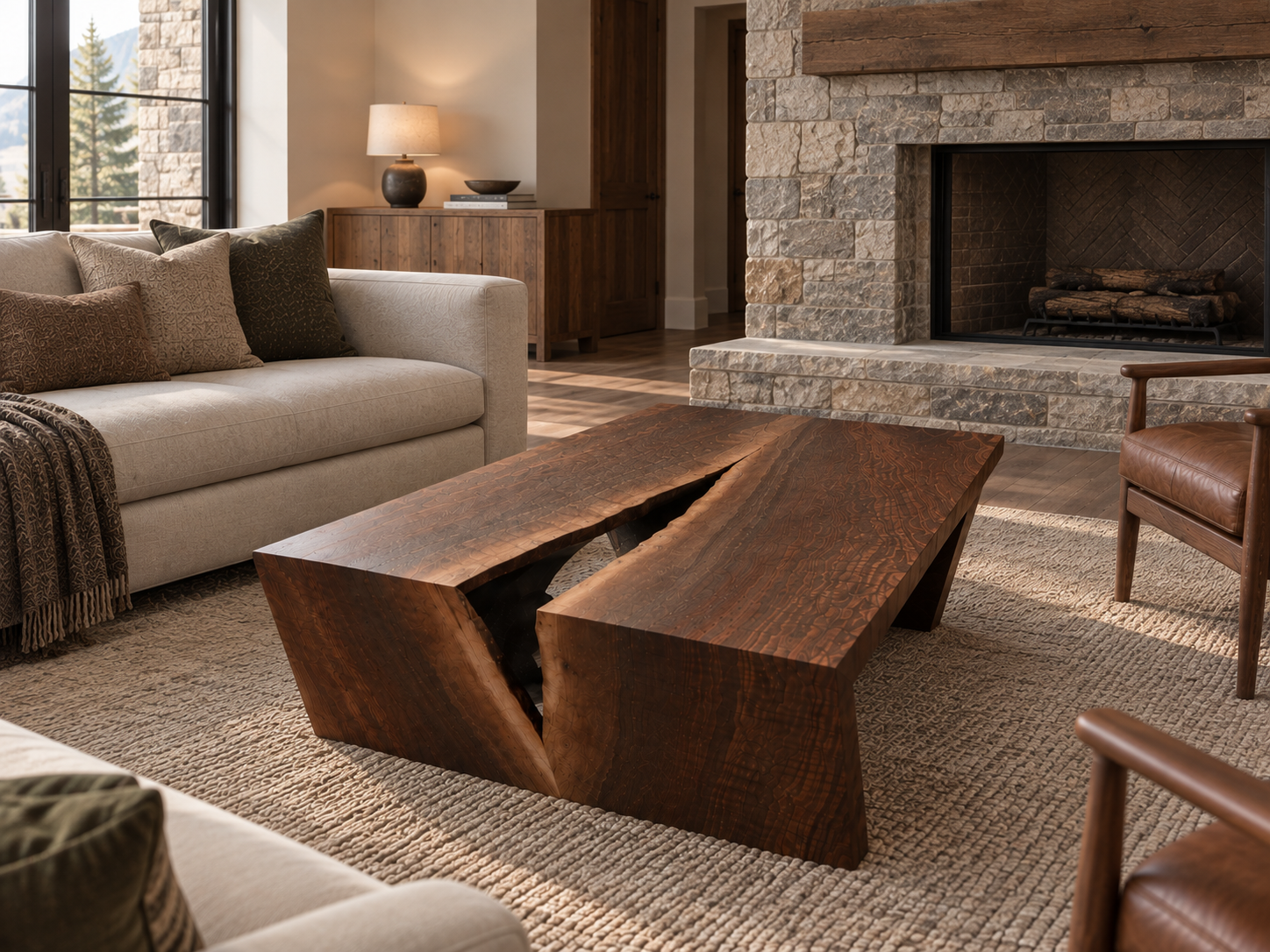 live edge book match coffee table