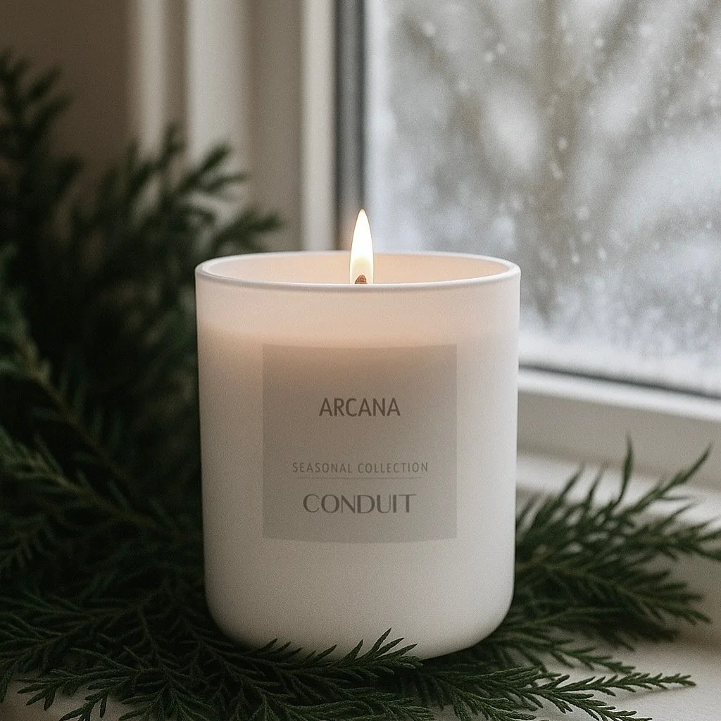 𝐀𝐫𝐜𝐚𝐧𝐚.
Resinous calm with amber, palo santo, and warm woods settling into stillness.
Details in the bio.

.
.
.
.
.
.
#CONDUITCandles #Arcana #LuxuryCandles #SoyCandles
#ModernHomeFragrance #QuietLuxuryHome #AtmosphericLiving
#ScentedHome #Ele