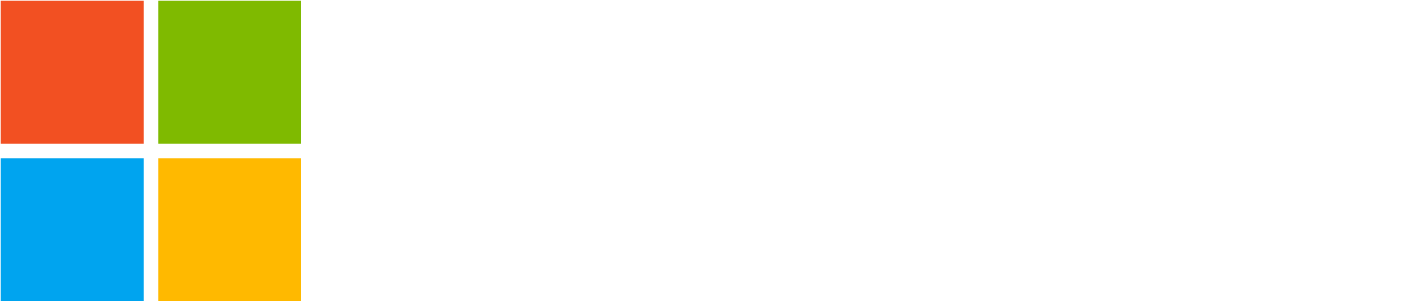Microsoft logo with four squares in red, green, blue, and yellow next to the word 'Microsoft' in white text.