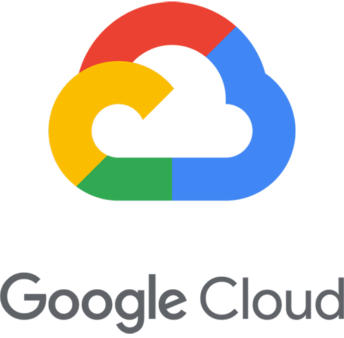 Google Cloud logo with a multicolored cloud icon in red, blue, green, and yellow.