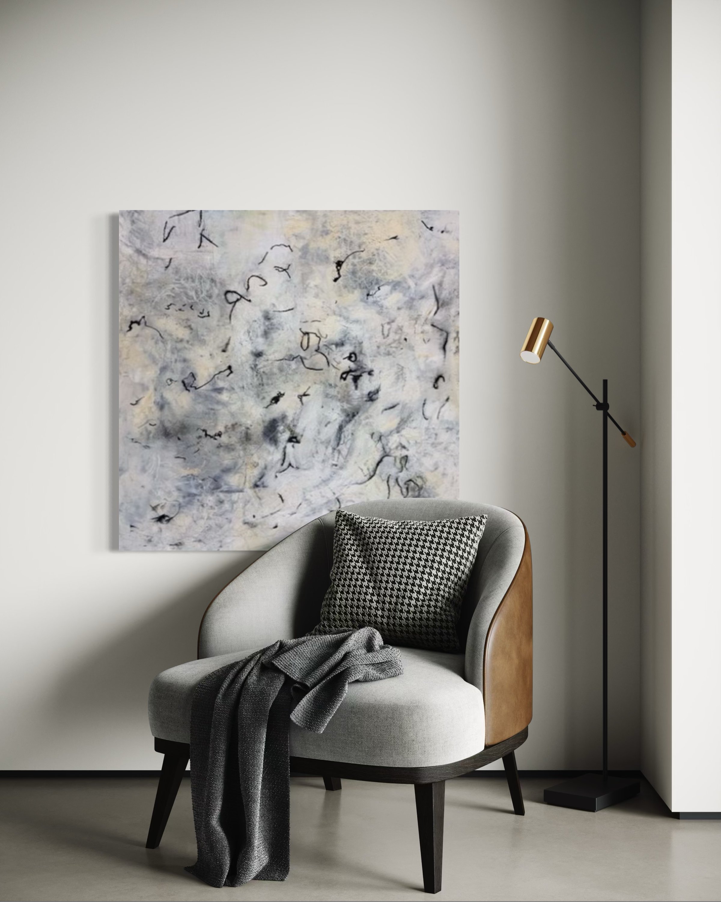 ASHES TO ASHES, 36 X 36 IN., Oil, CWM and Wood Ash