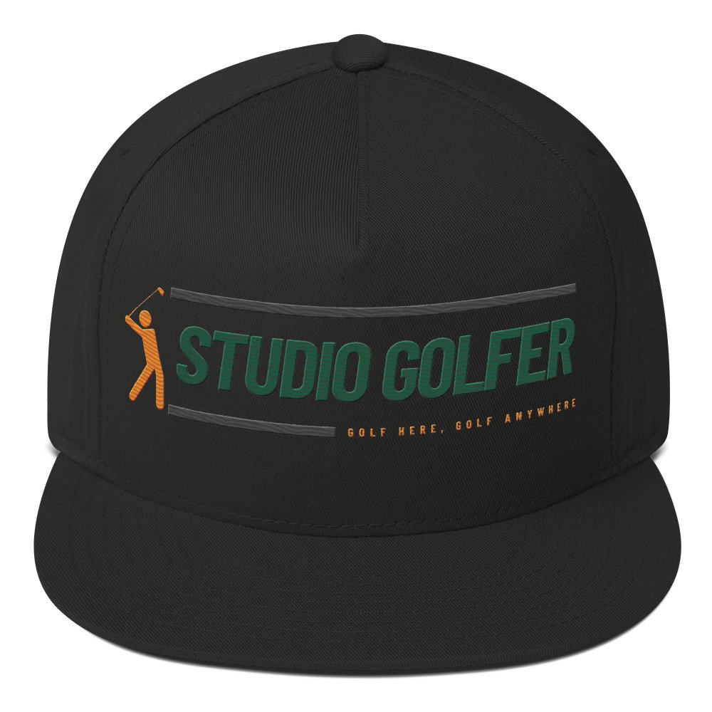 black flat brim hat