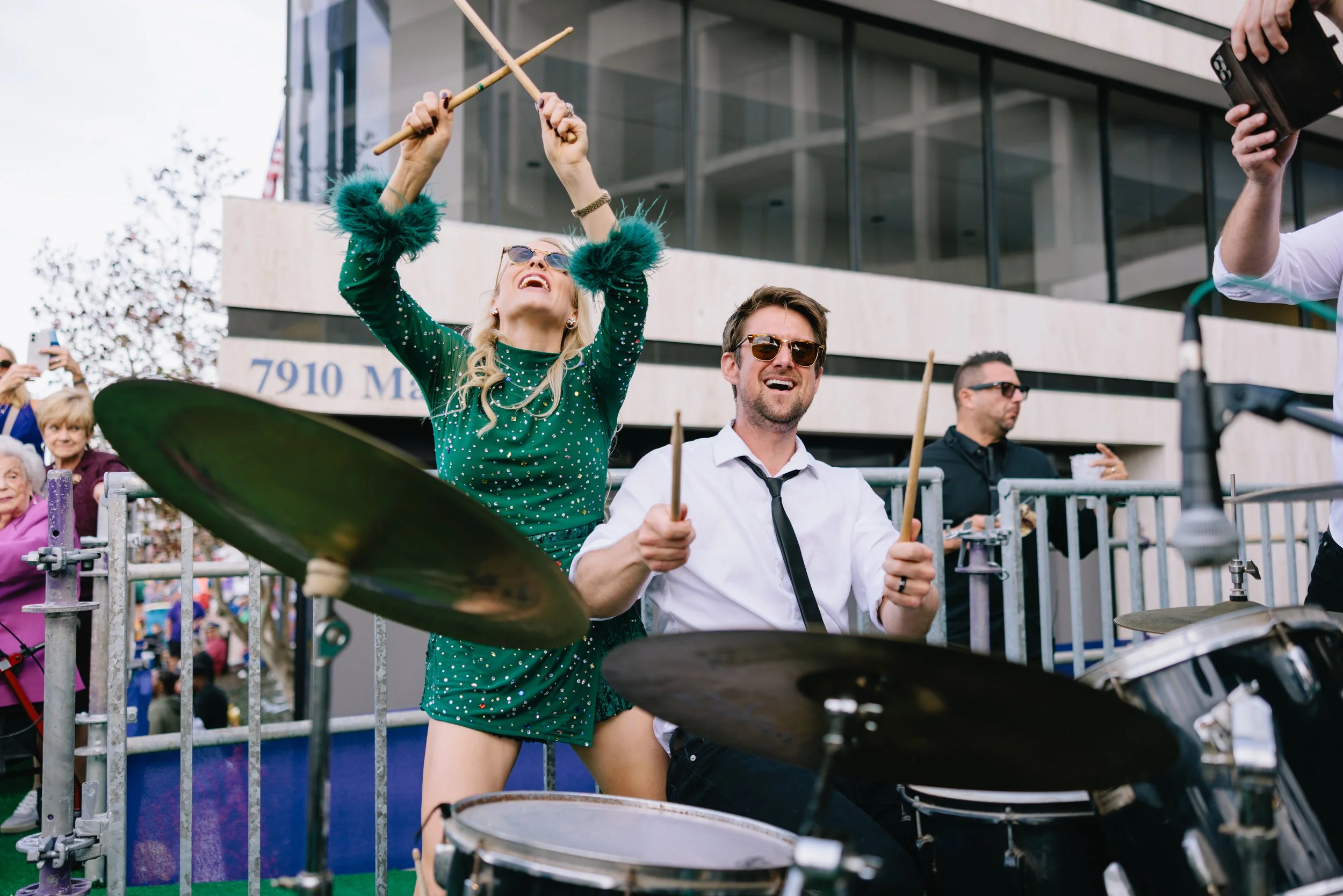  Drummer with DJ at Mardi Gras in New Orleans 
