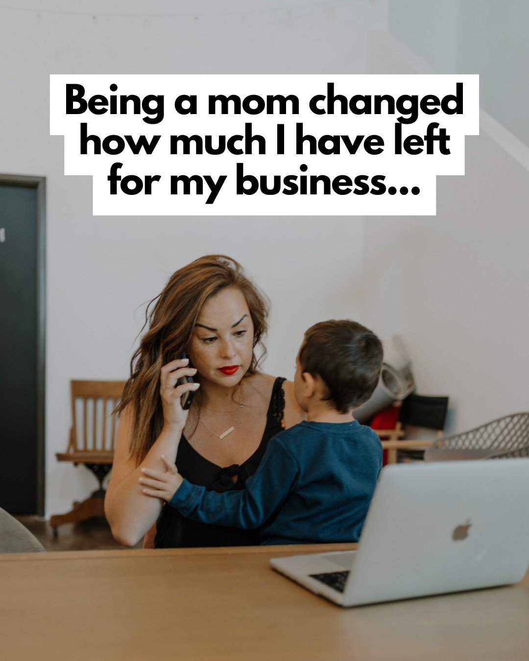 Motherhood drained me. 
But it also filled up my life with the right stuff.

Being a mom changed how much I have left for my business.
And it's been one of the best things that ever happened to it.

I have way more respect for myself and my needs tha