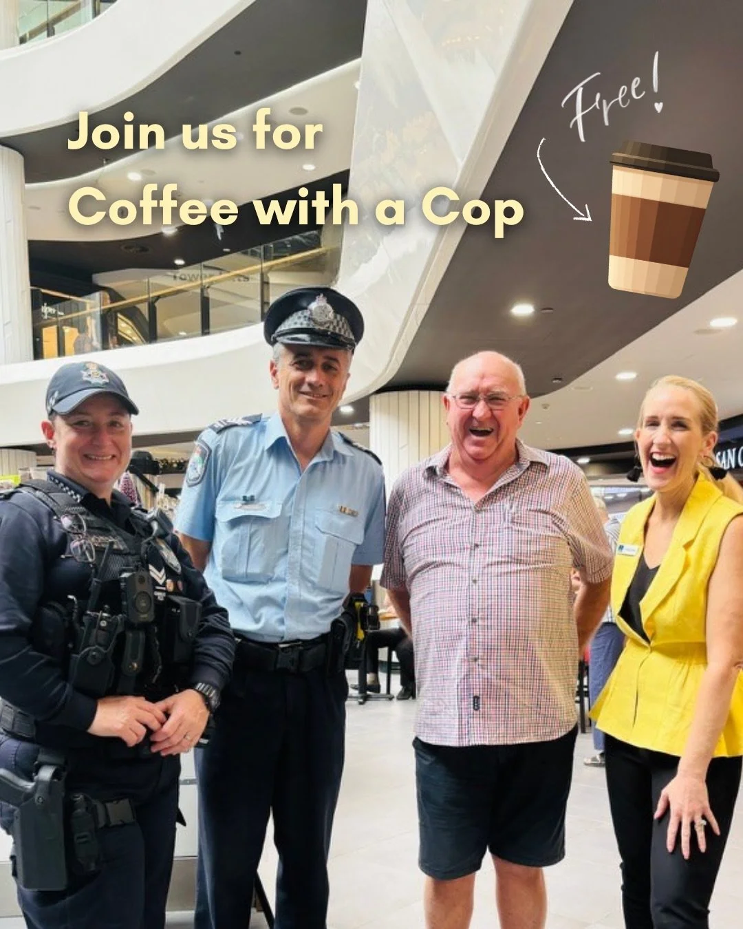 Real chats over coffee ☕️ join us 👮🏽&zwj;♂️

📍 Toowong Village (Ground Level, outside the newsagents next to Ambassador Coffee)

🗓️ Thursday 16th April
⏰ 10:00am &ndash; 11:30am

The Schrinner Council will always stand up for Brisbane on crime. 
