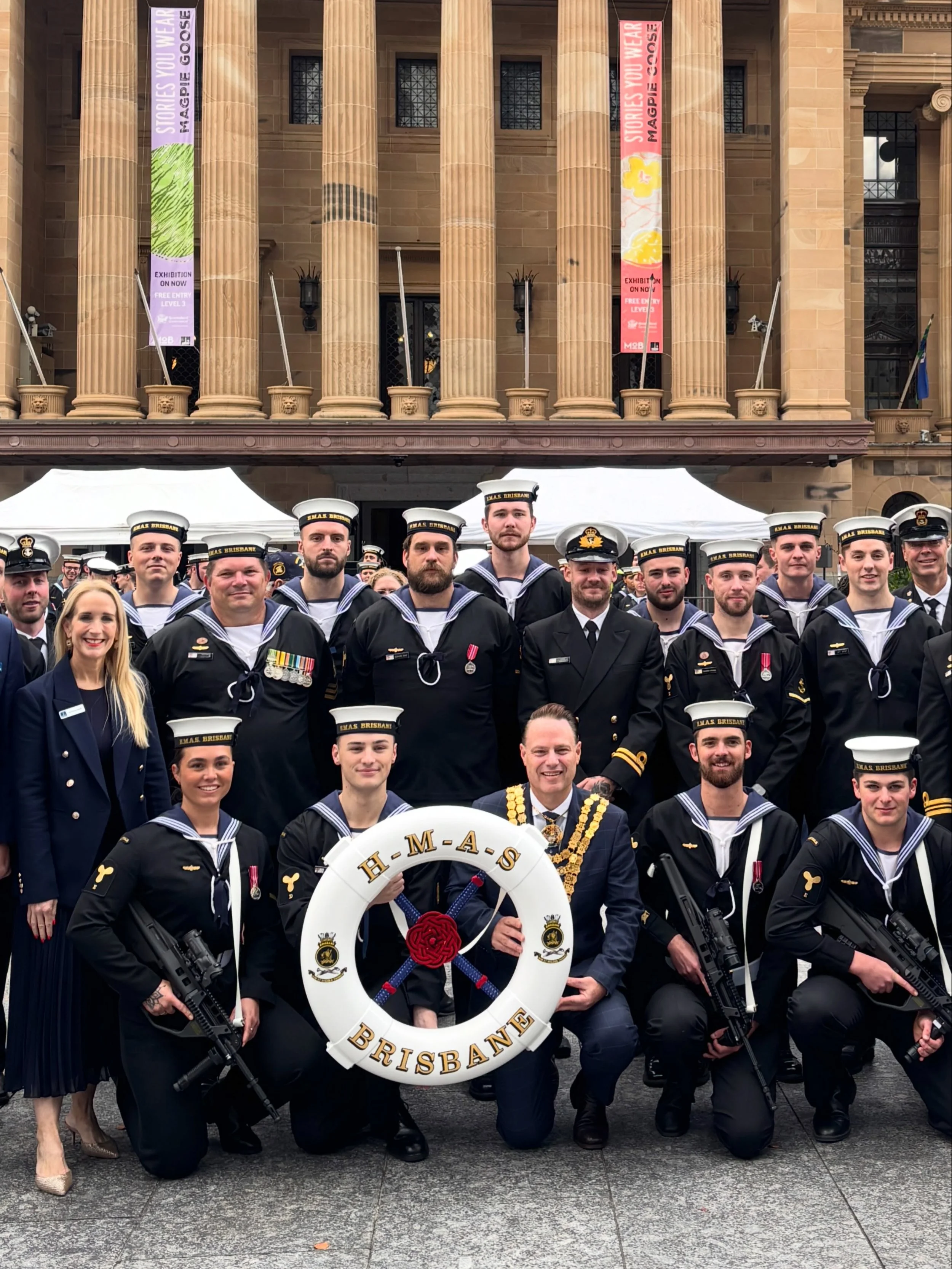 ⚓️🇦🇺 HMAS Brisbane III Granted Freedom of Entry to the City of Brisbane 🇦🇺⚓️

Today marked a proud and historic occasion as HMAS Brisbane III exercises its Freedom of Entry to the City of Brisbane, one of the highest honours a city can bestow upo