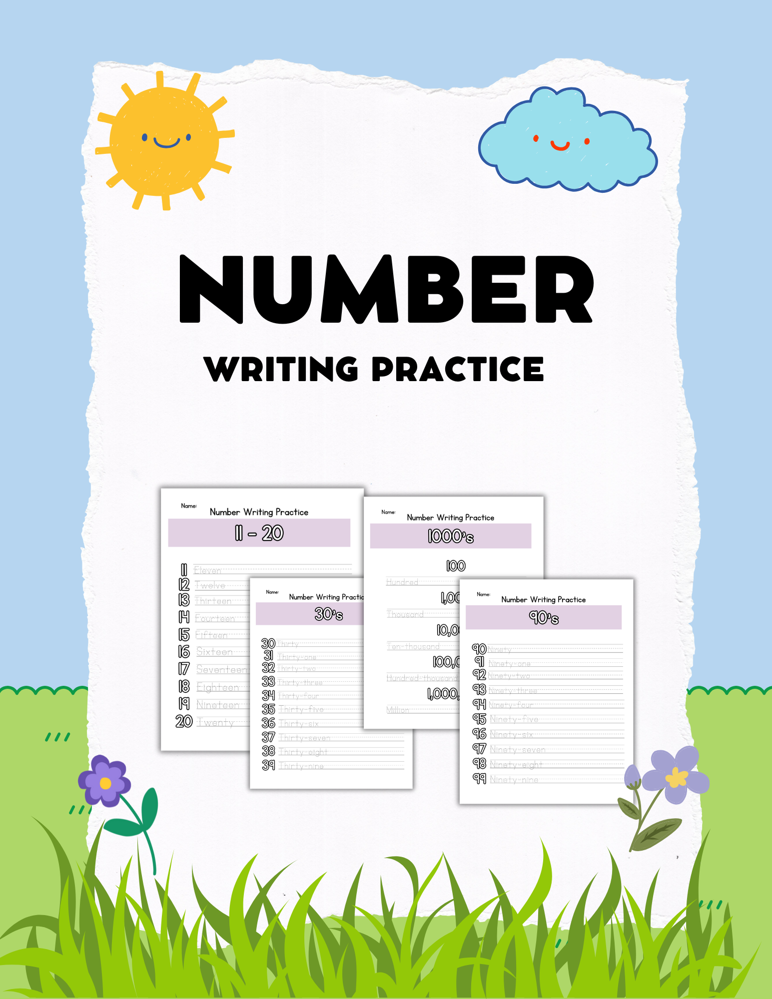 Numbers Writing Practice Worksheet in Purple and White Simple Style.png