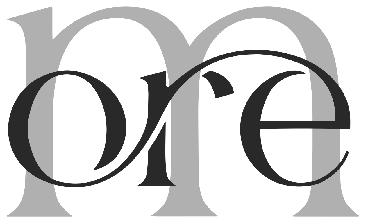 Black lettered word 'More' in large, overlapping font.