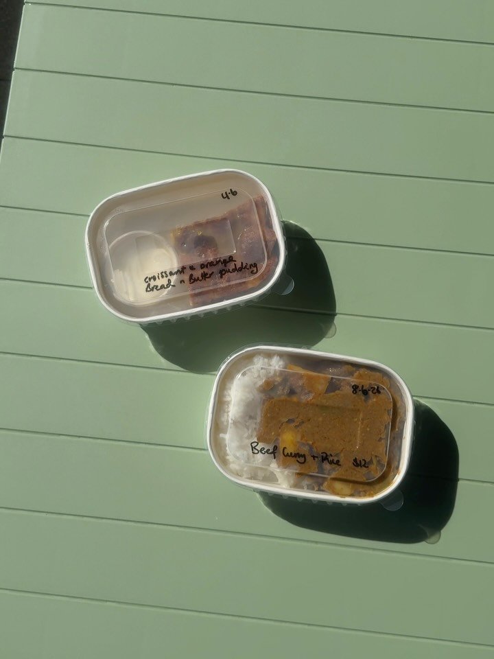 Take home meals are such a great option for the start of the week. 

Serving: beef curry or bread &amp; butter pudding