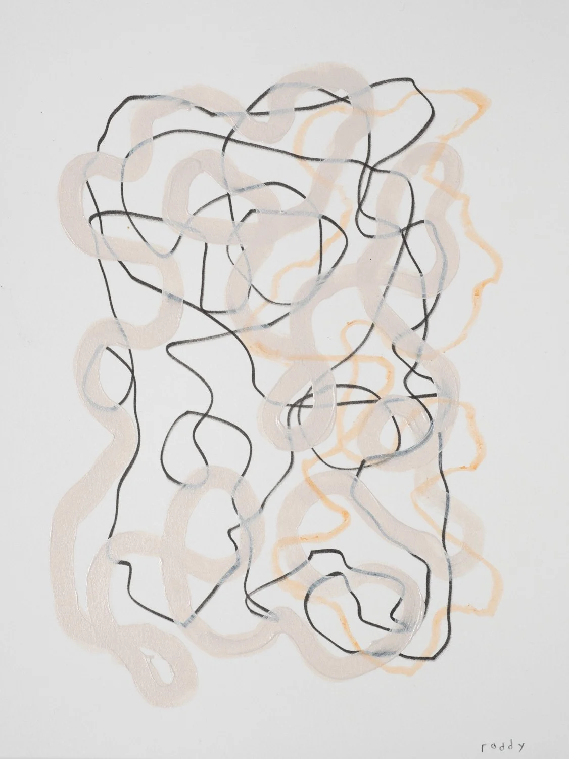 Loops No. 1 / Mixed Media on Paper, 9x12"