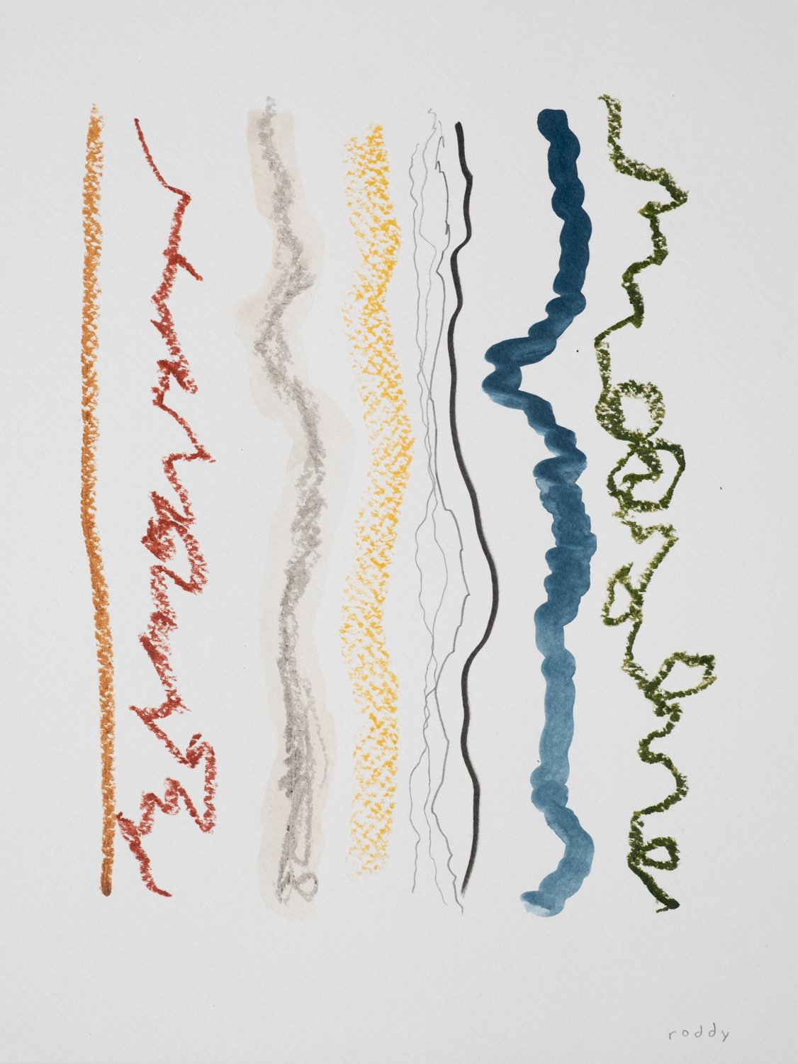 Verticals No. 1 / Mixed Media on Paper, 9x12"