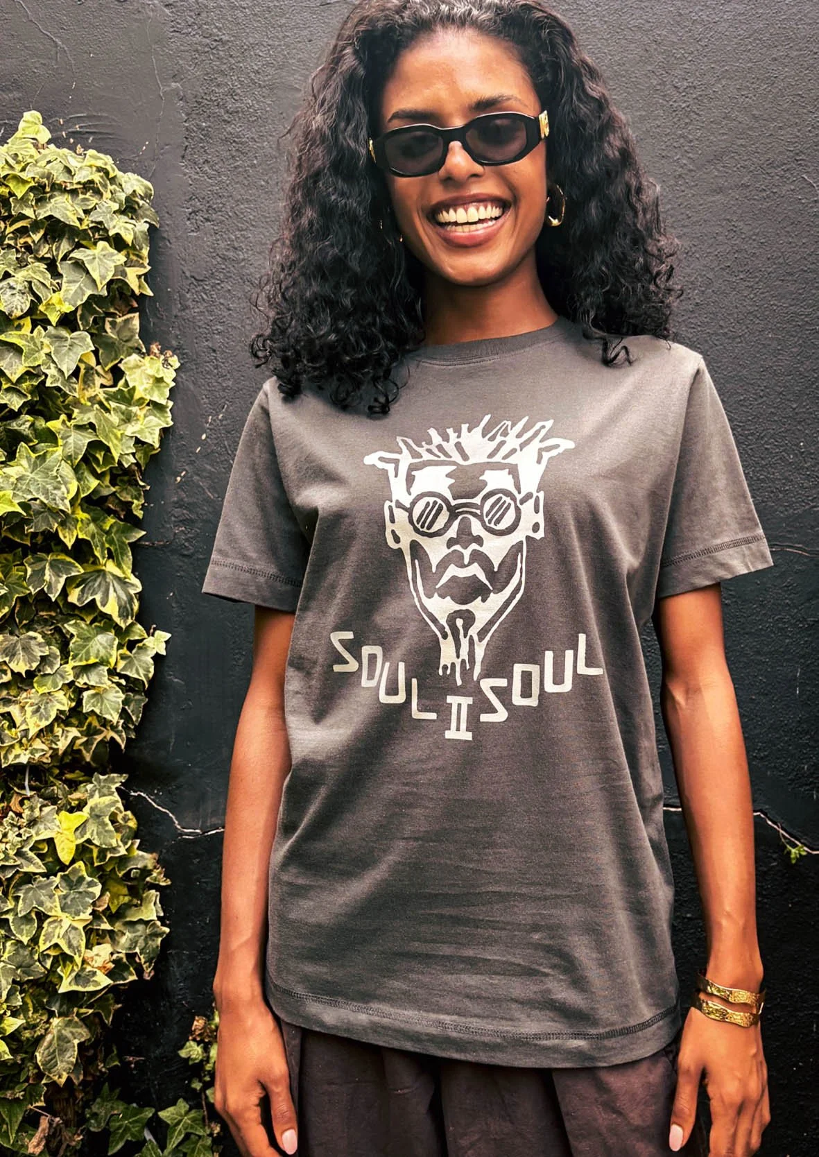 Classic 'SIIS Funki Dred' T Shirt Slate Grey/Silver