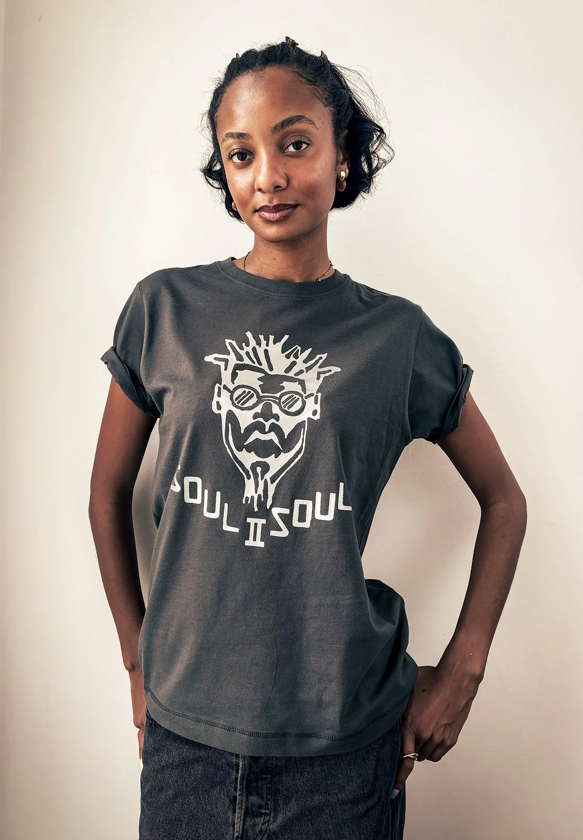 Classic 'SIIS Funki Dred' T Shirt Slate Grey/Silver
