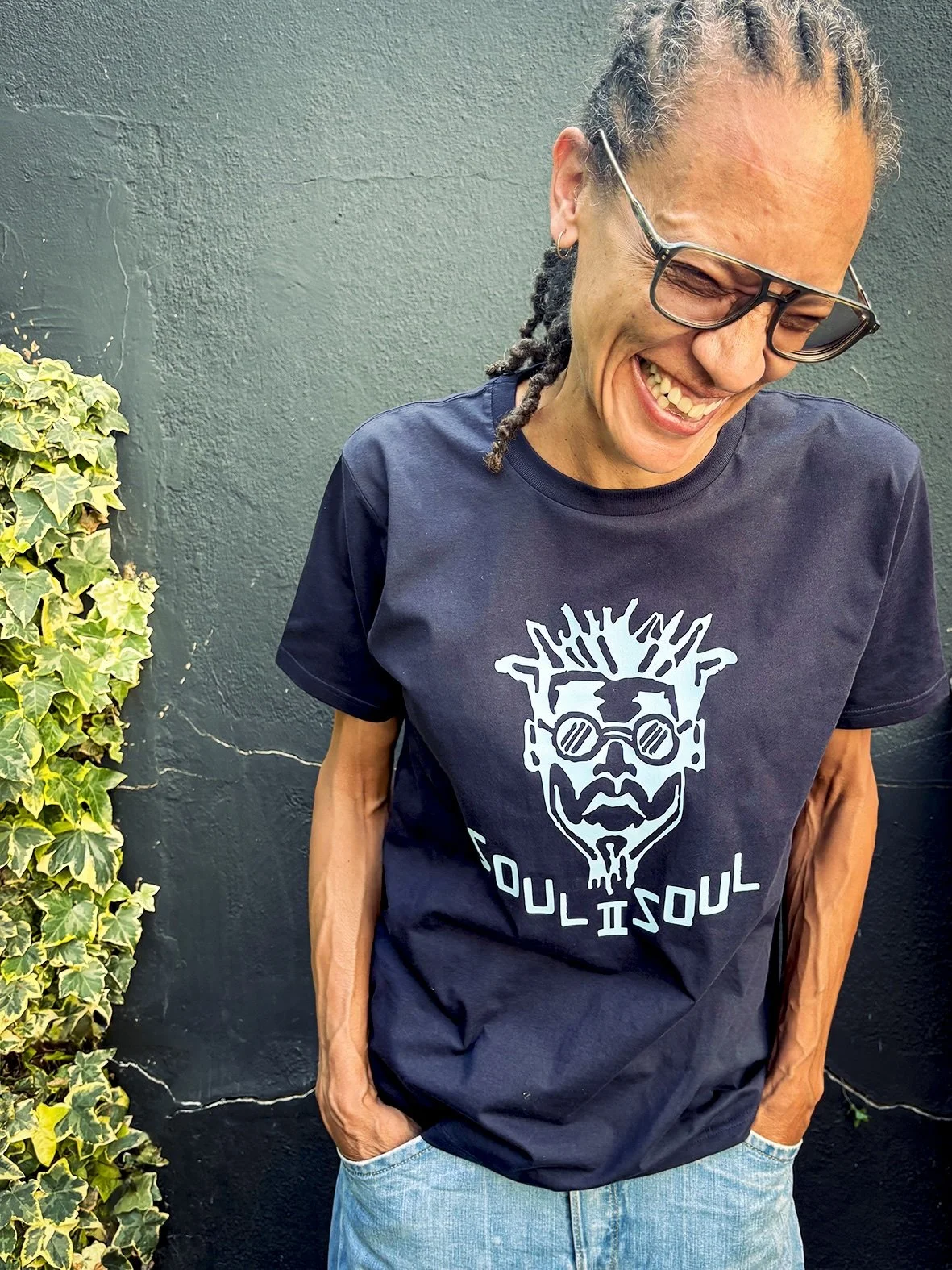 Classic 'SIIS Funki Dred' T Shirt Navy/Light Blue