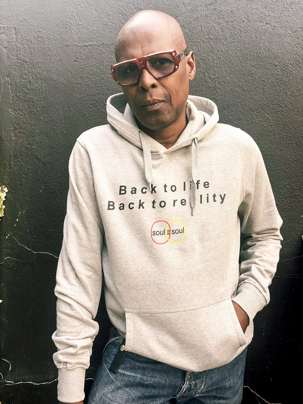 'Back To Life Back To Reality' Hoodie Grey