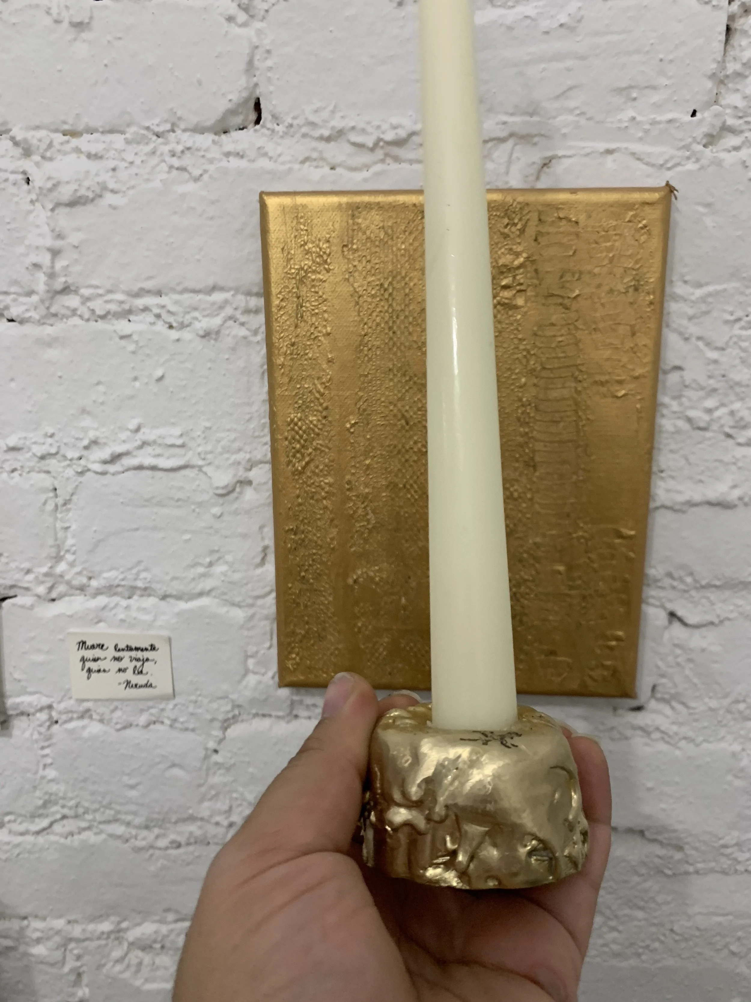 Wax Carved Brass Candle Holder