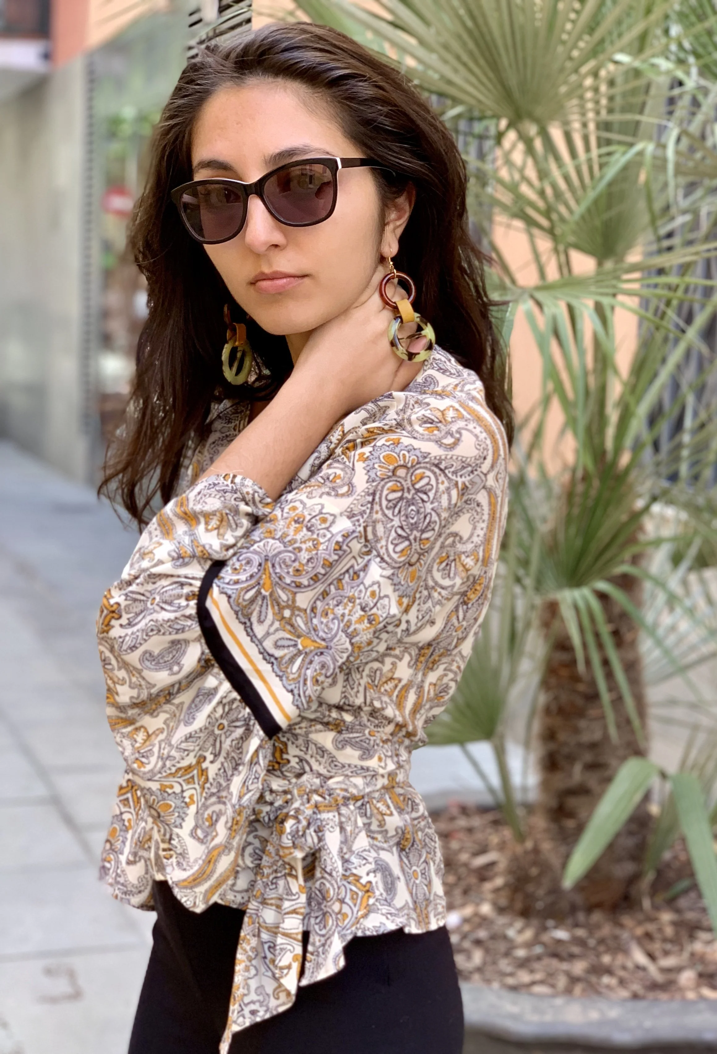 Acrylic leather earrings