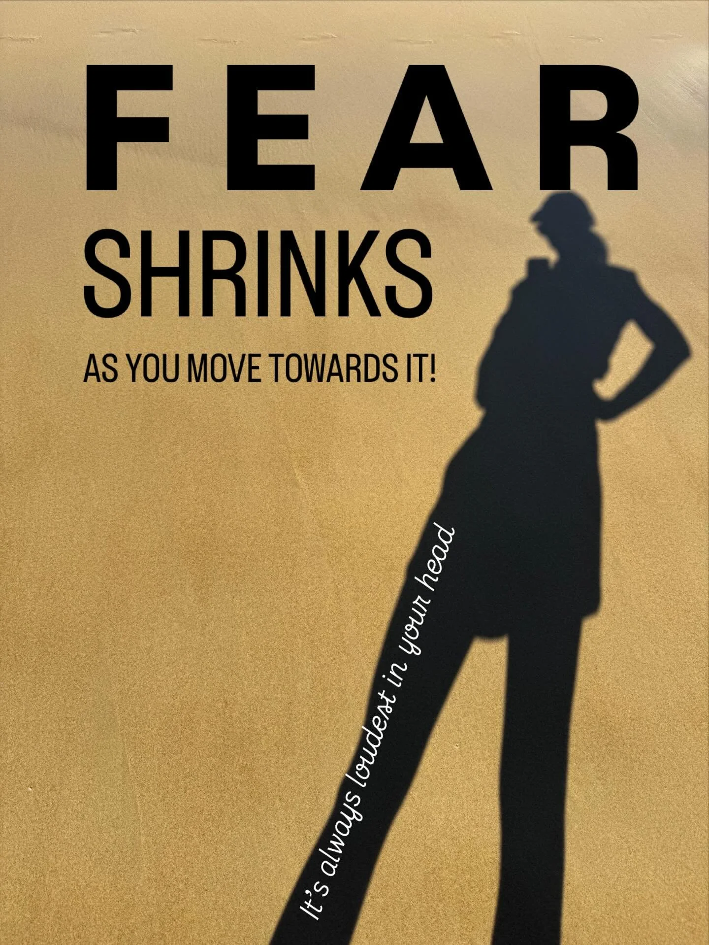 Fear shrinks as you move towards it. 

Stop the narrative in your head for a moment and write out the scenarios &hellip; you might just find there are more opportunities than your mind initially allowed you to see. 

#quote #focus #fear #success #win