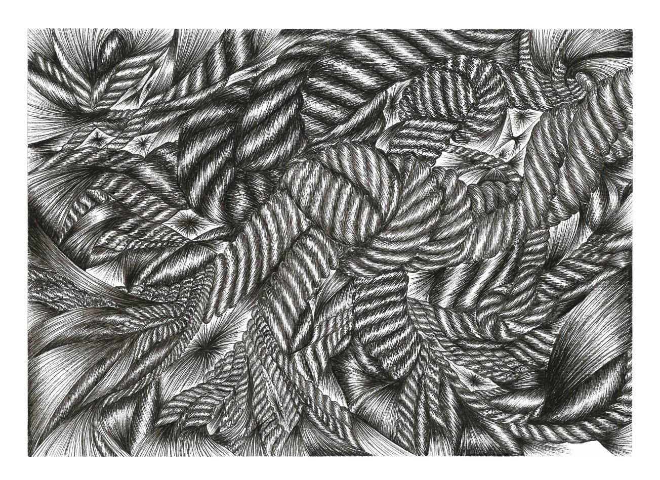 Unwinding - 2013, ink on paper, 21 x  29.7 x cm (without white frame)