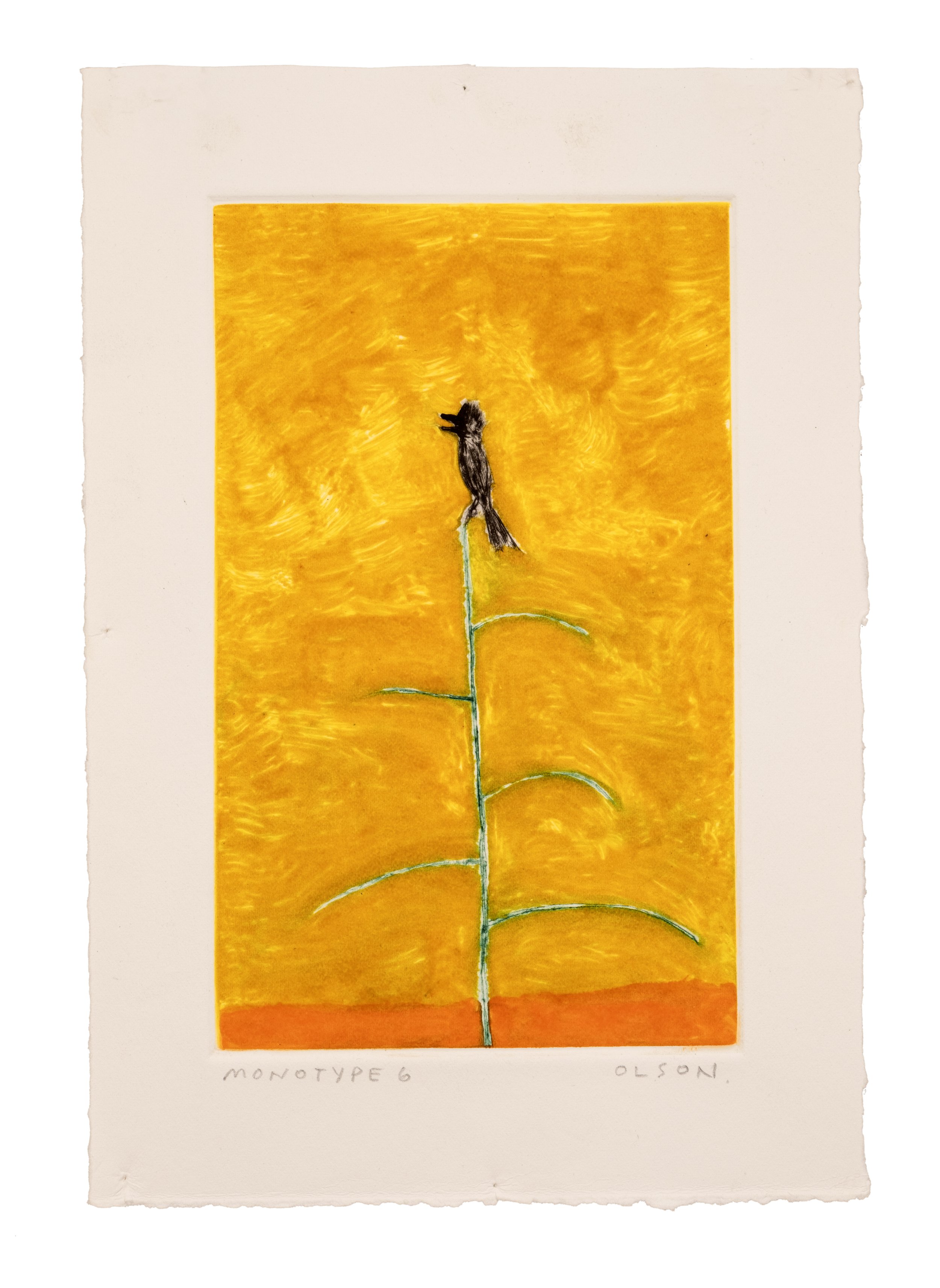   The Awaaz 6  , 2026, monotype copper plate print on paper 
Paper size: 9.75 x 6.75 inches 
Image size: 7.5 x 4.5 inches 
$500