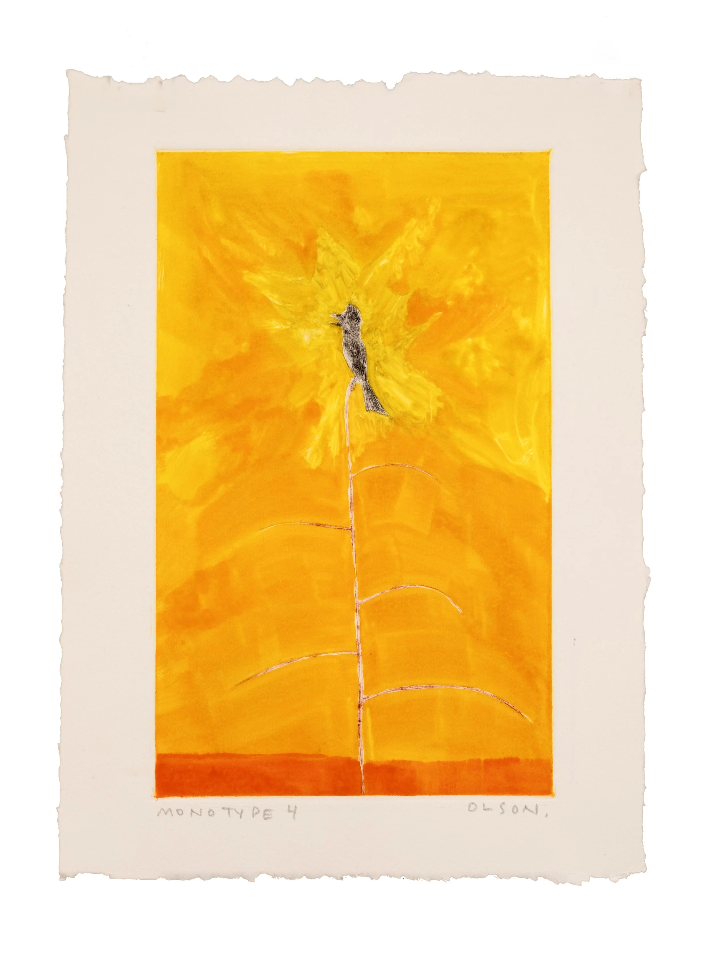   The Awaaz 4  , 2026, monotype copper plate print on paper 
Paper size: 9.5 x 6.5 inches 
Image size: 7.5 x 4.5 inches 
$500